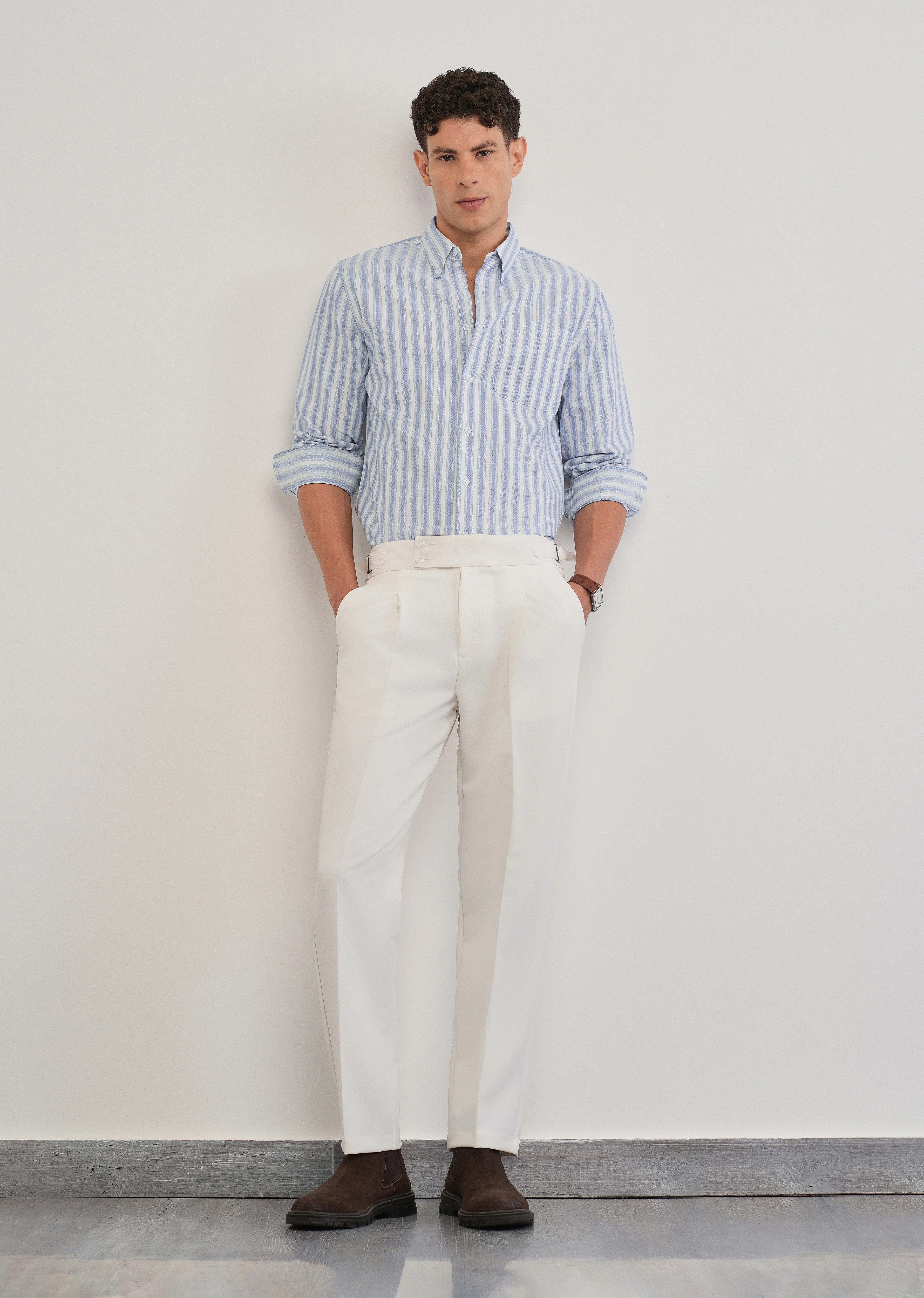 Blue Classic Cotton Stripe Shirt - Image 6