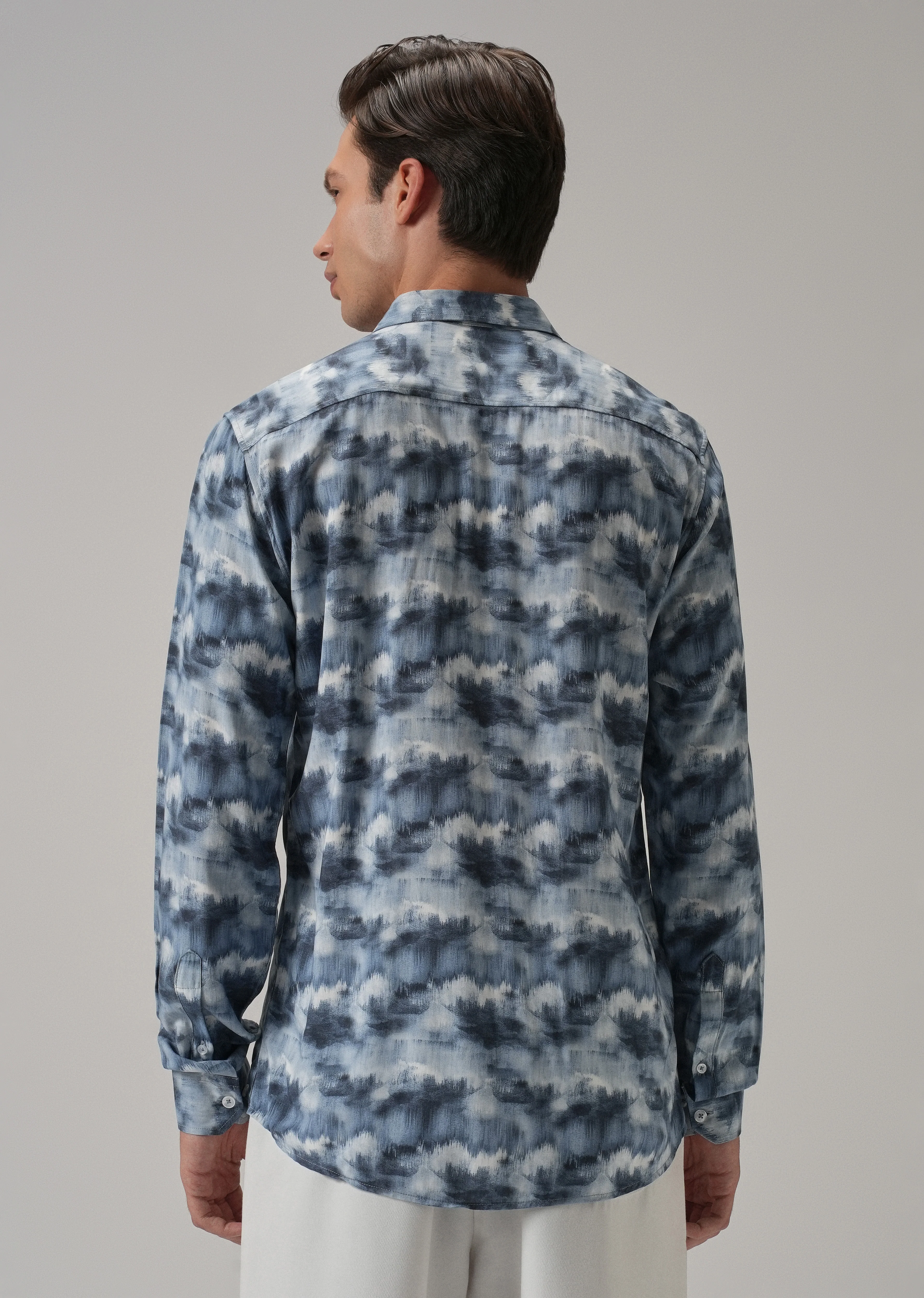 Blue Cloud Wash Printed Shirt - Image 2