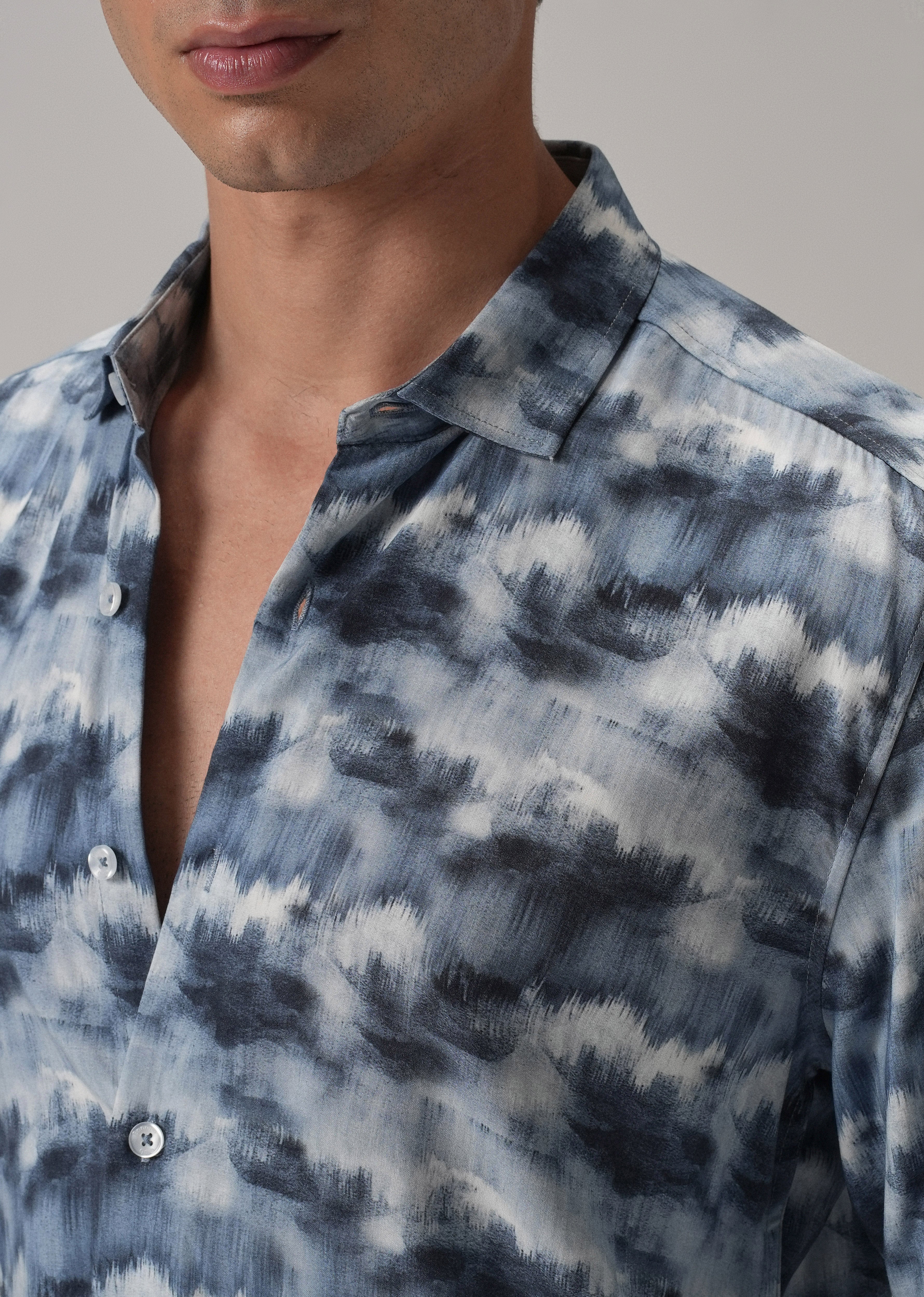Blue Cloud Wash Printed Shirt - Image 5