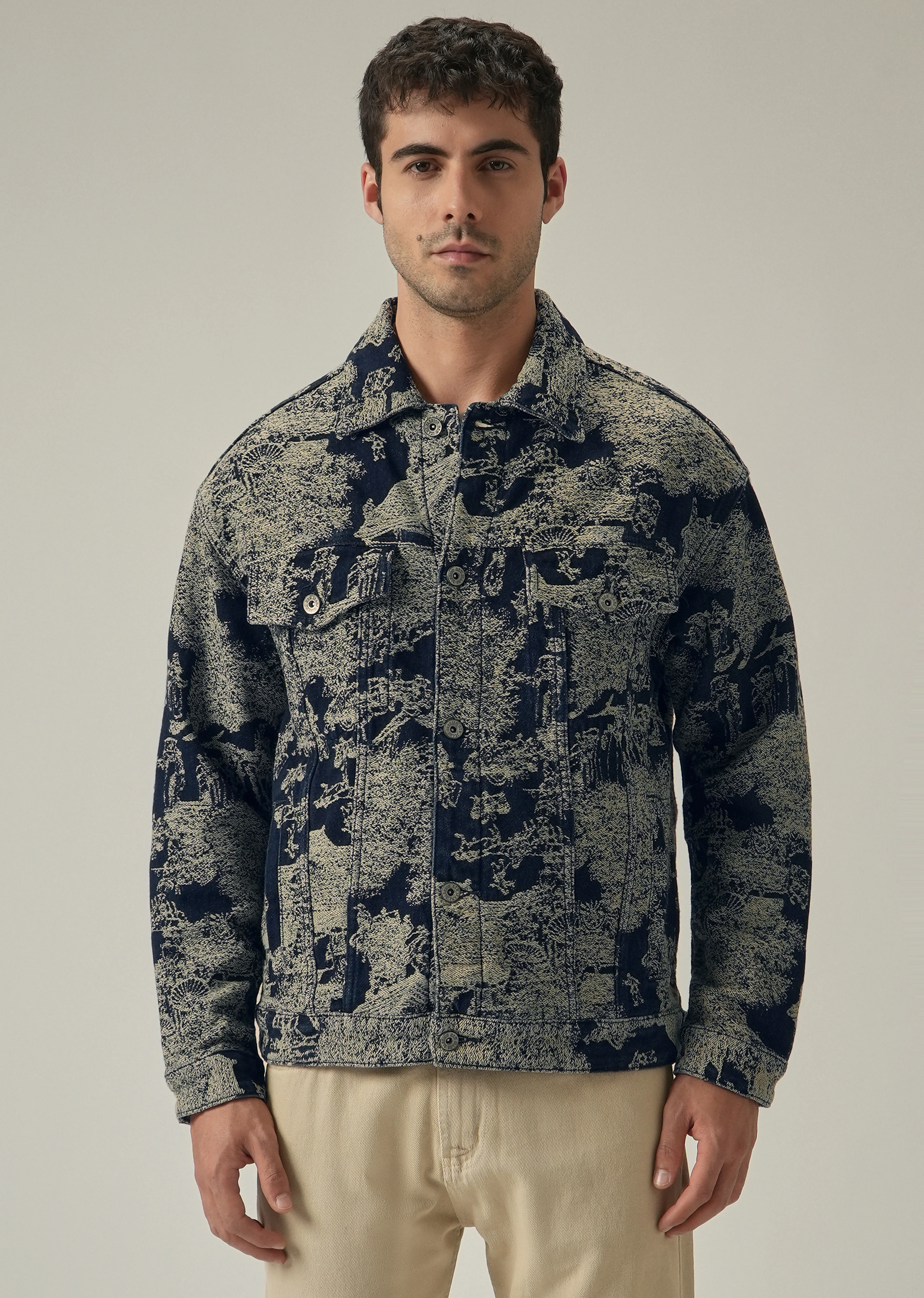 Blue Denim Jacquard Jacket - Image 3