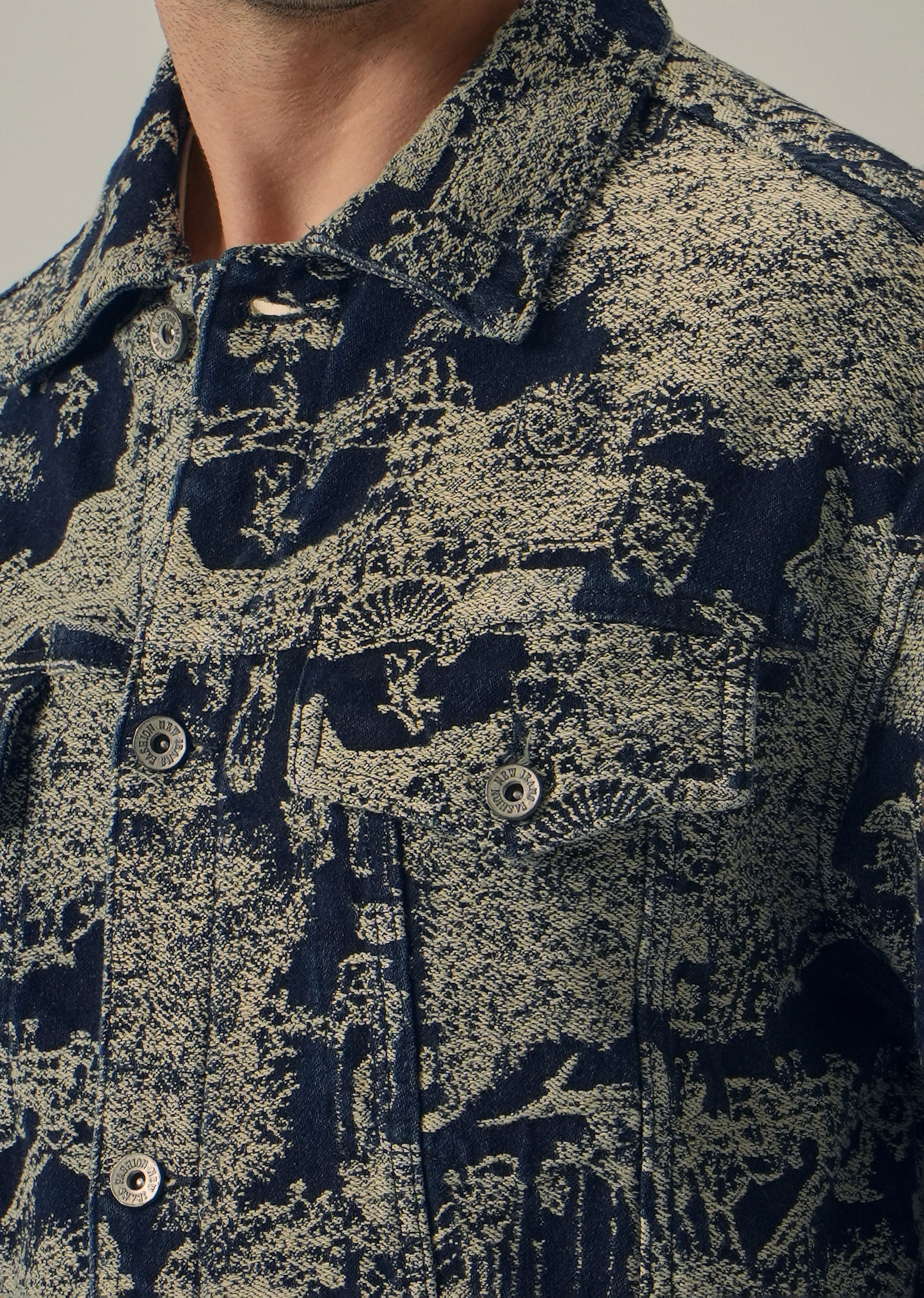 Blue Denim Jacquard Jacket - Image 5