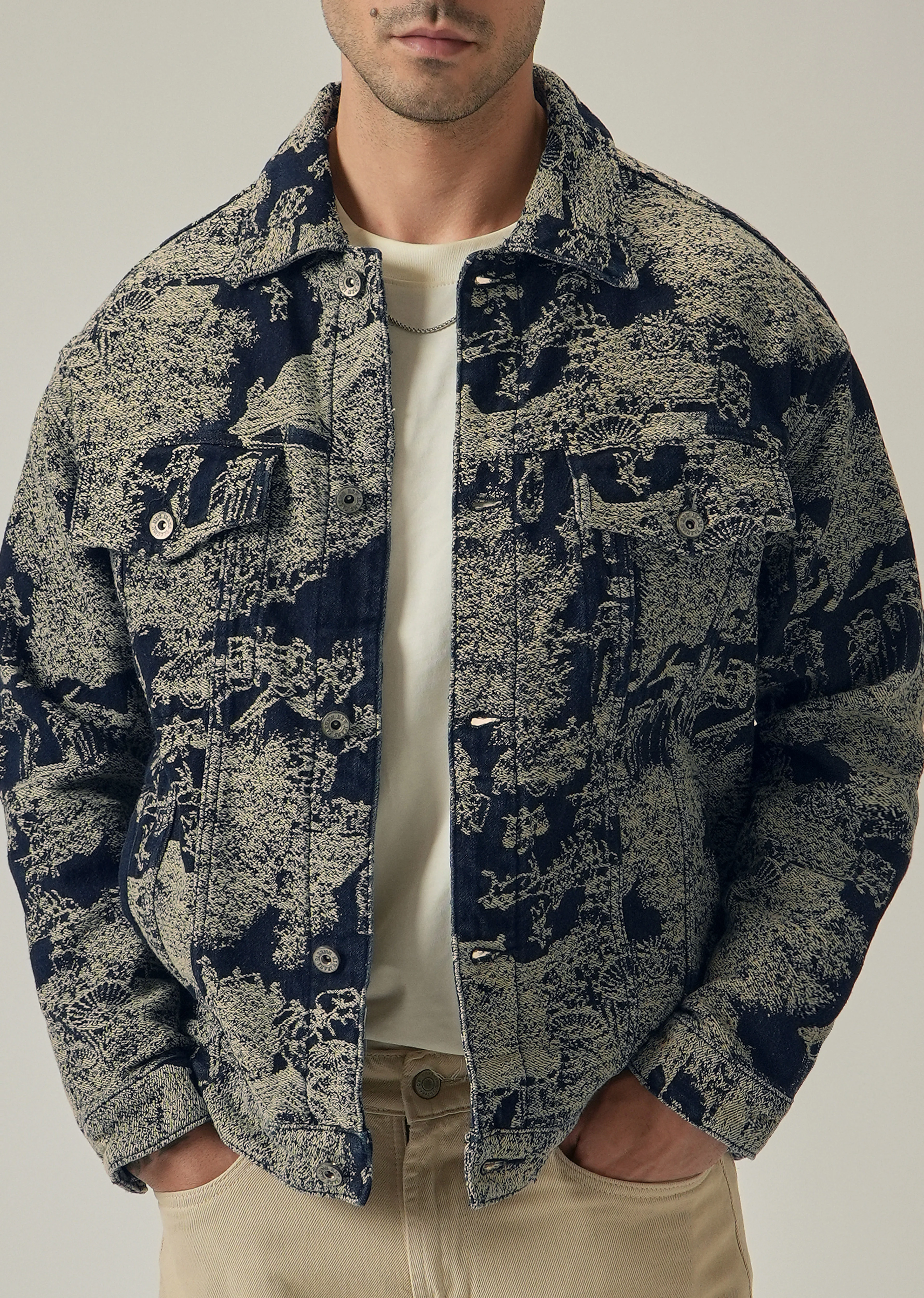 Blue Denim Jacquard Jacket - Image 7