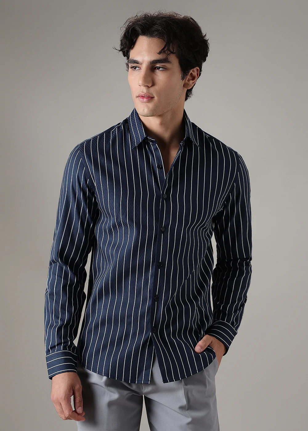 Blue Dobby Stripe Shirt - Image 5