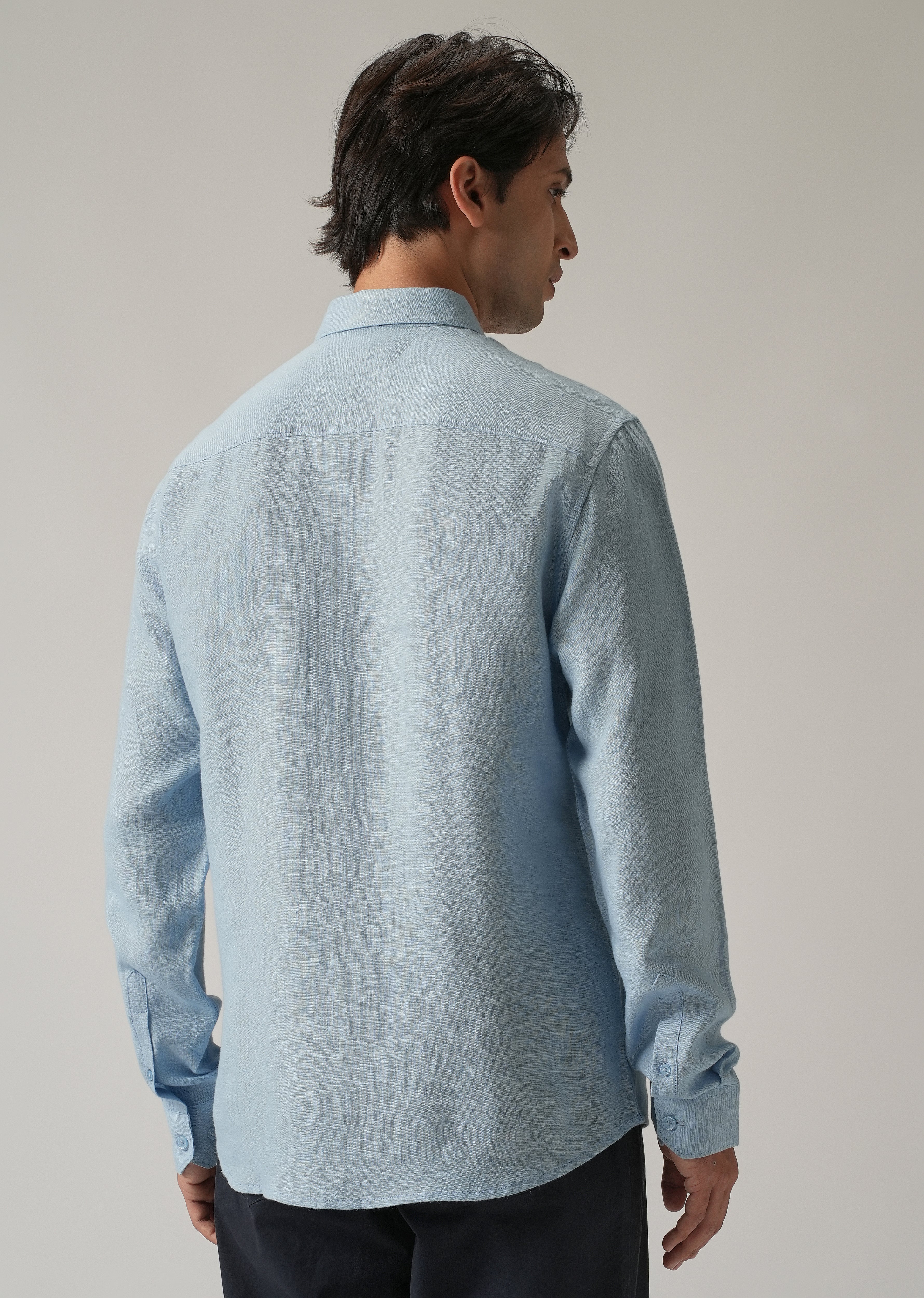 Blue Double Pocket 100% Pure Irish Linen Shirt - Image 2