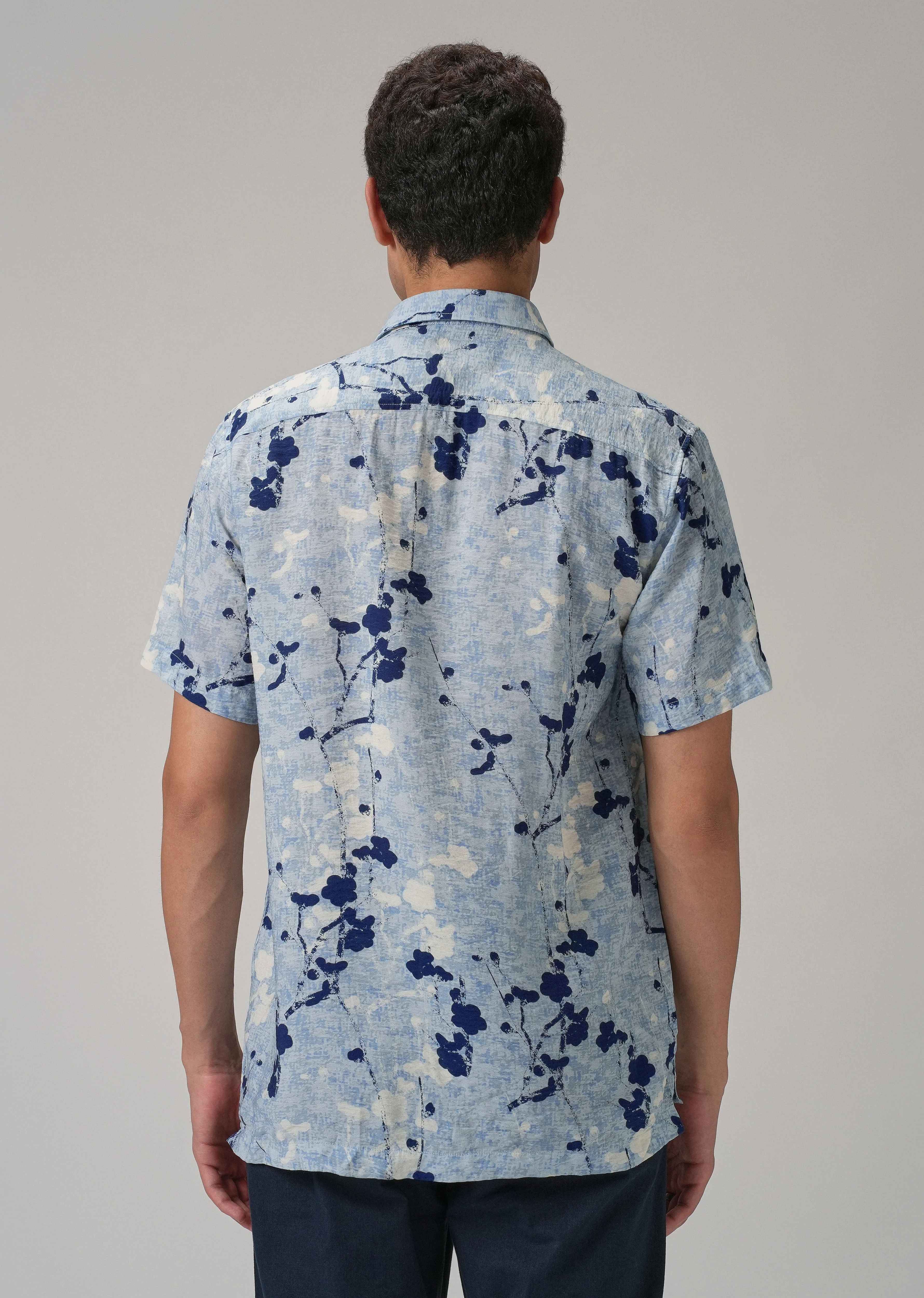 Blue Flora Printed Shirt - Image 2