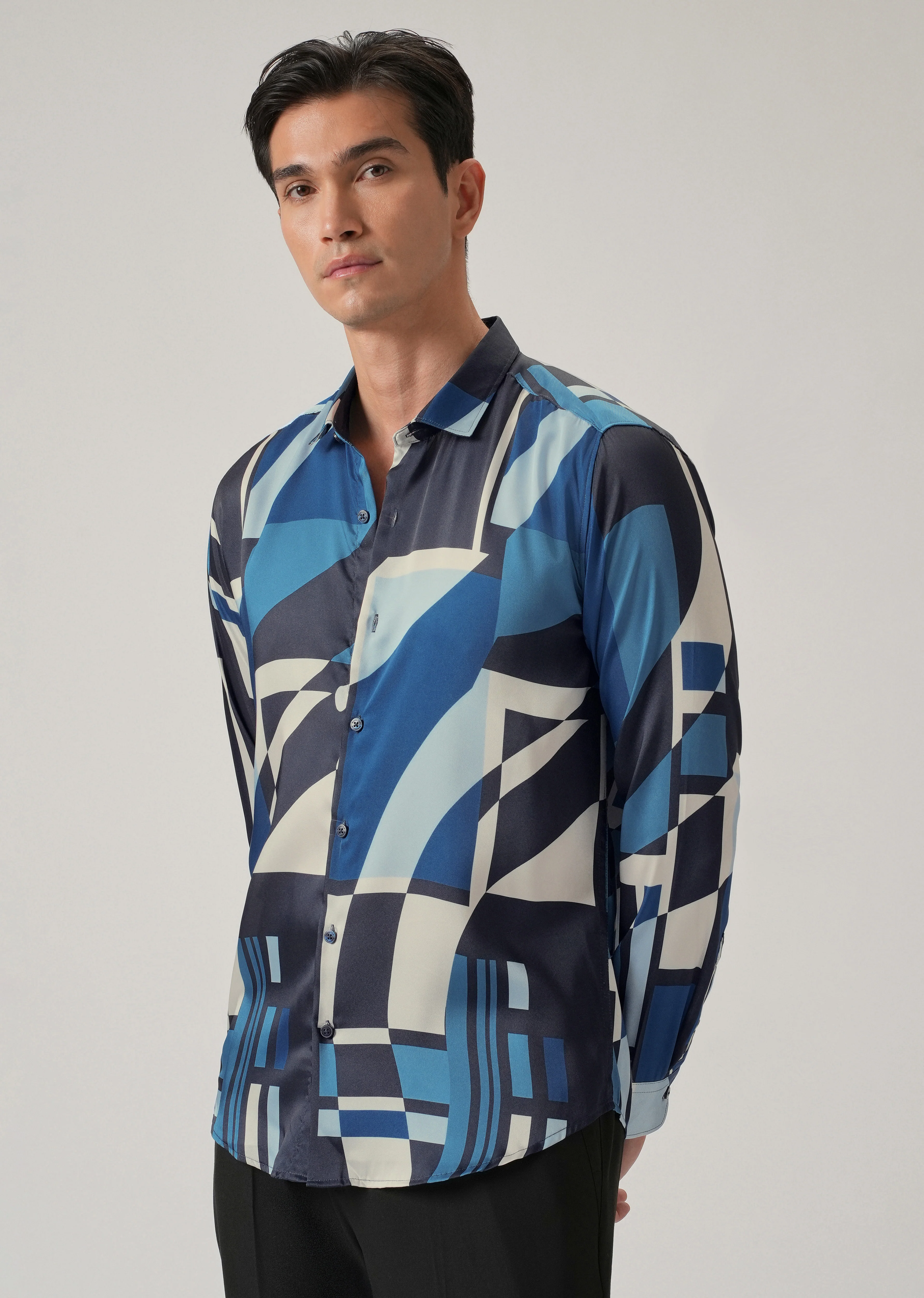 Blue Geo Print Shirt - Image 4
