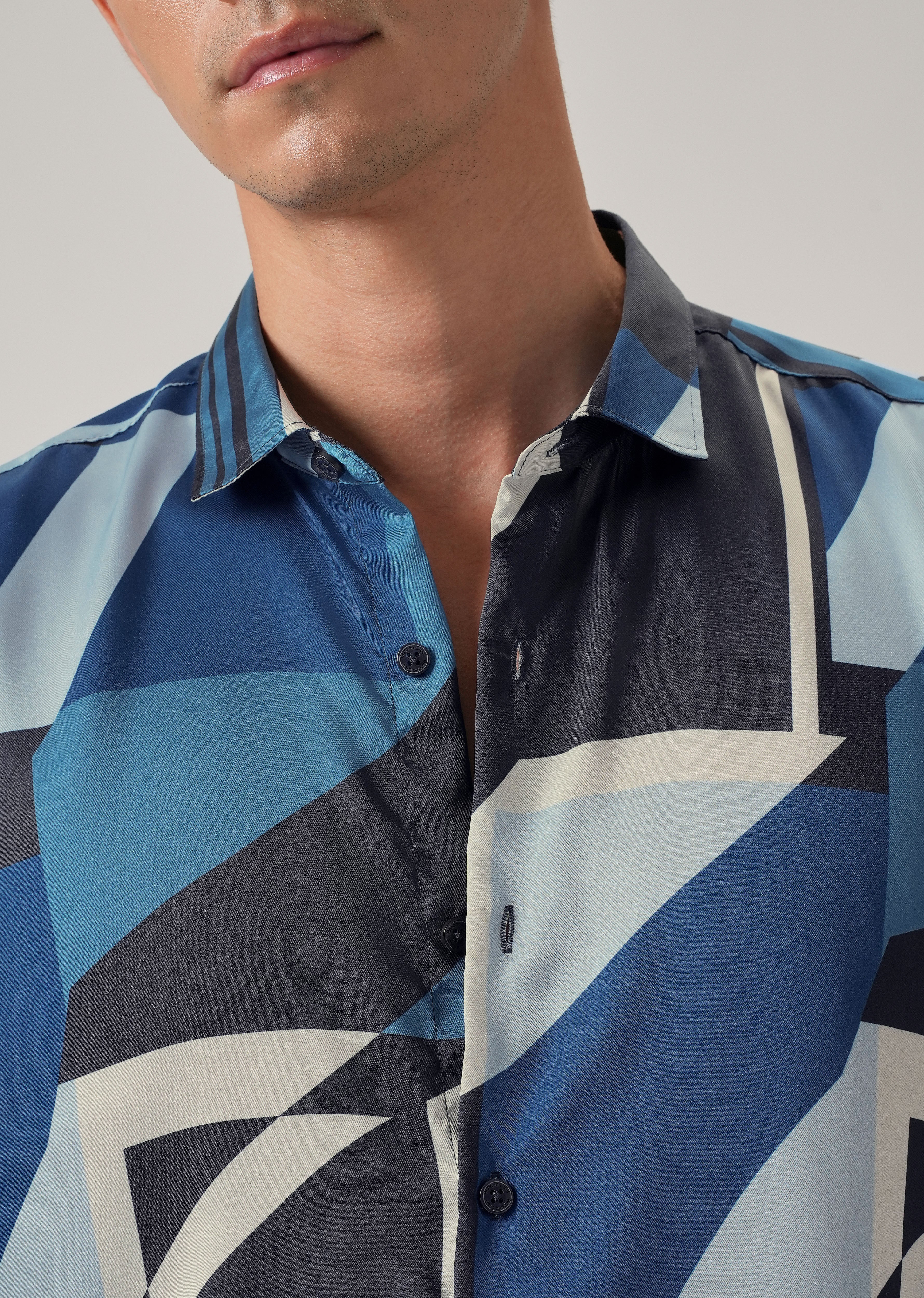 Blue Geo Print Shirt - Image 5