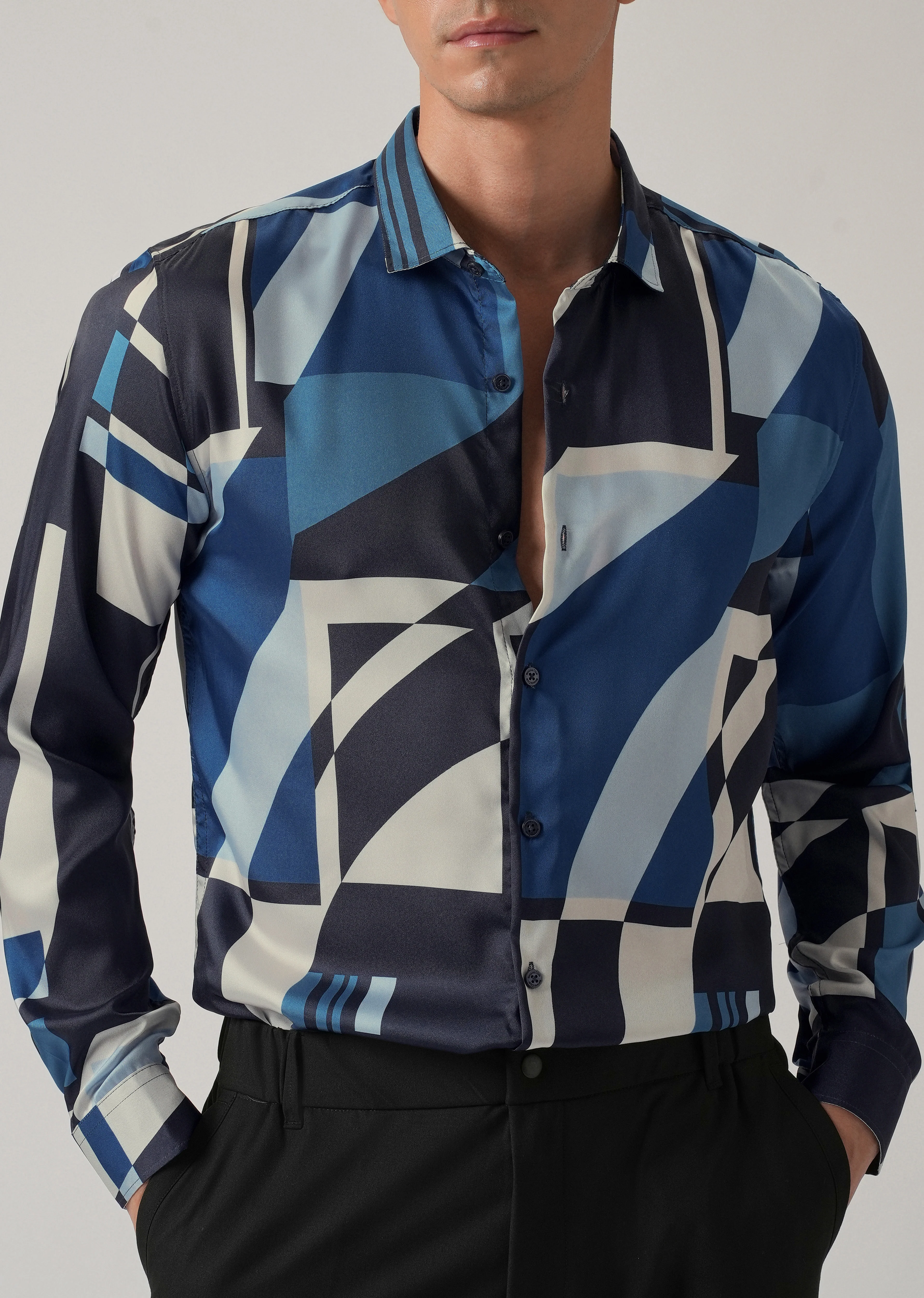 Blue Geo Print Shirt - Image 7