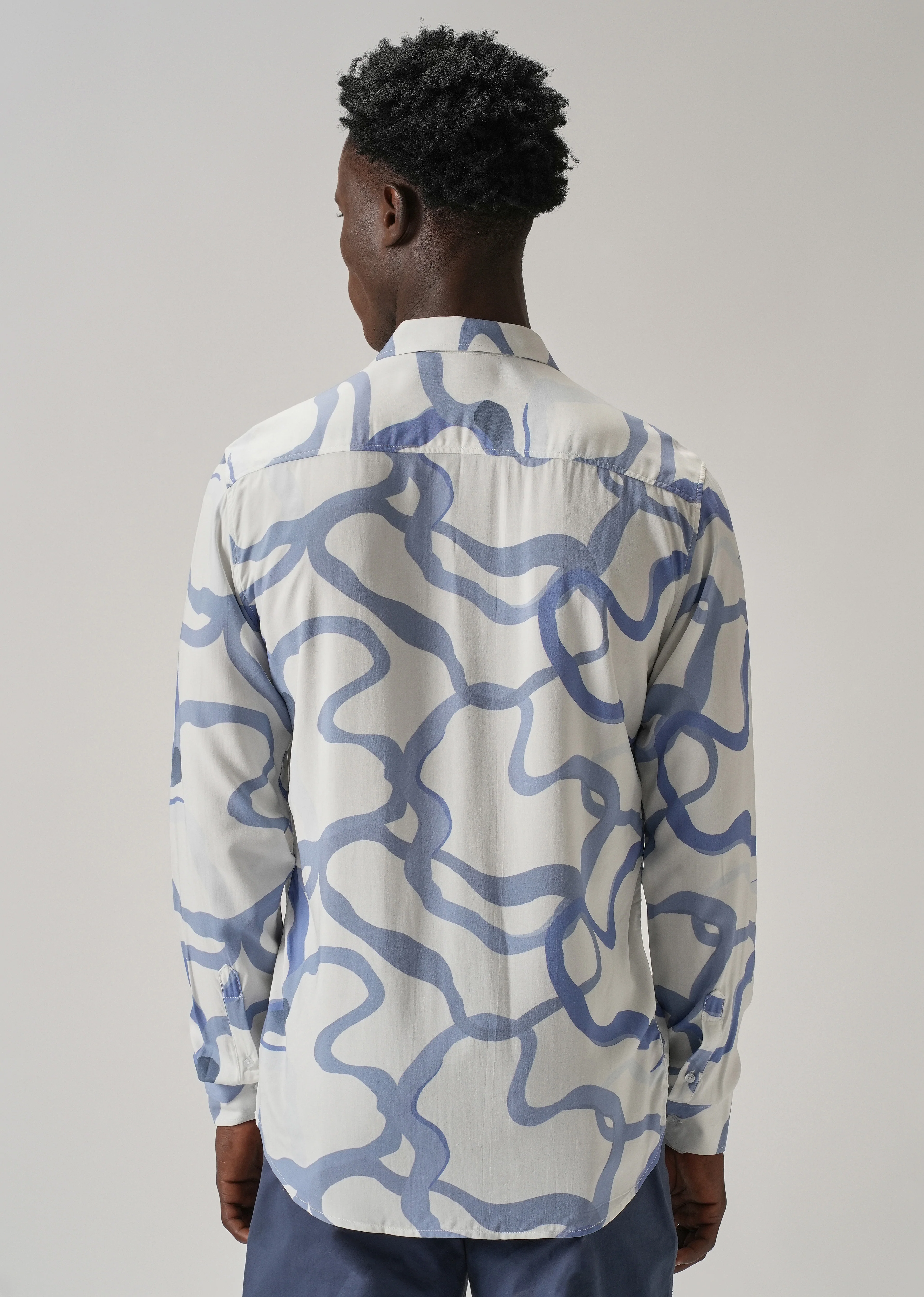Blue Graffiti Printed Shirt - Image 2