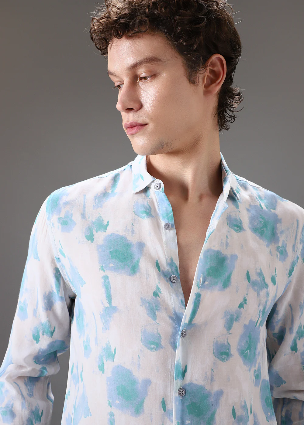 Blue Green Printed Shirt - Image 2