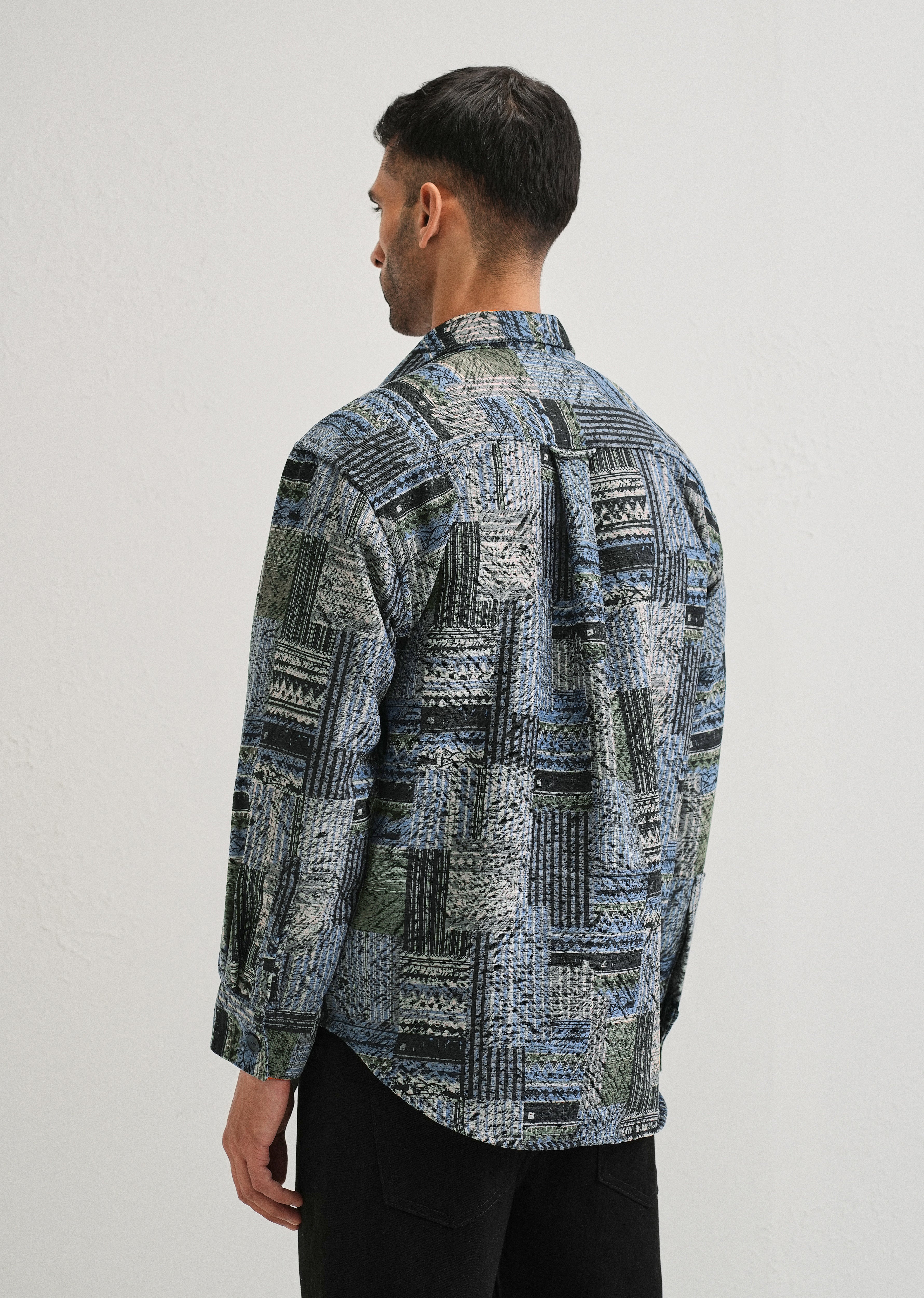 Blue Line Abstract Regular Fit Shacket - Image 2