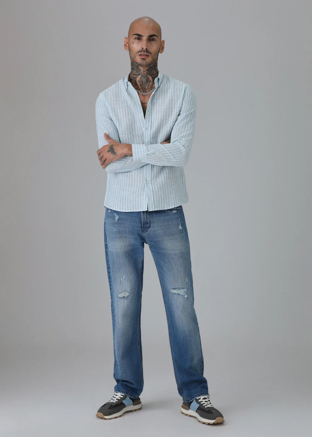 Blue Linen Stripe Shirt - Image 6