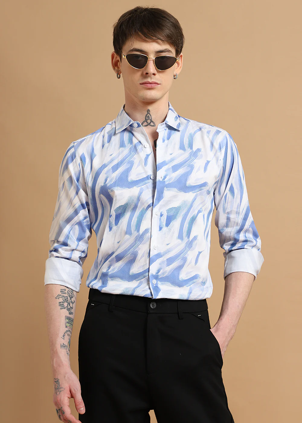 Blue Marble Printed shirt - Image 2