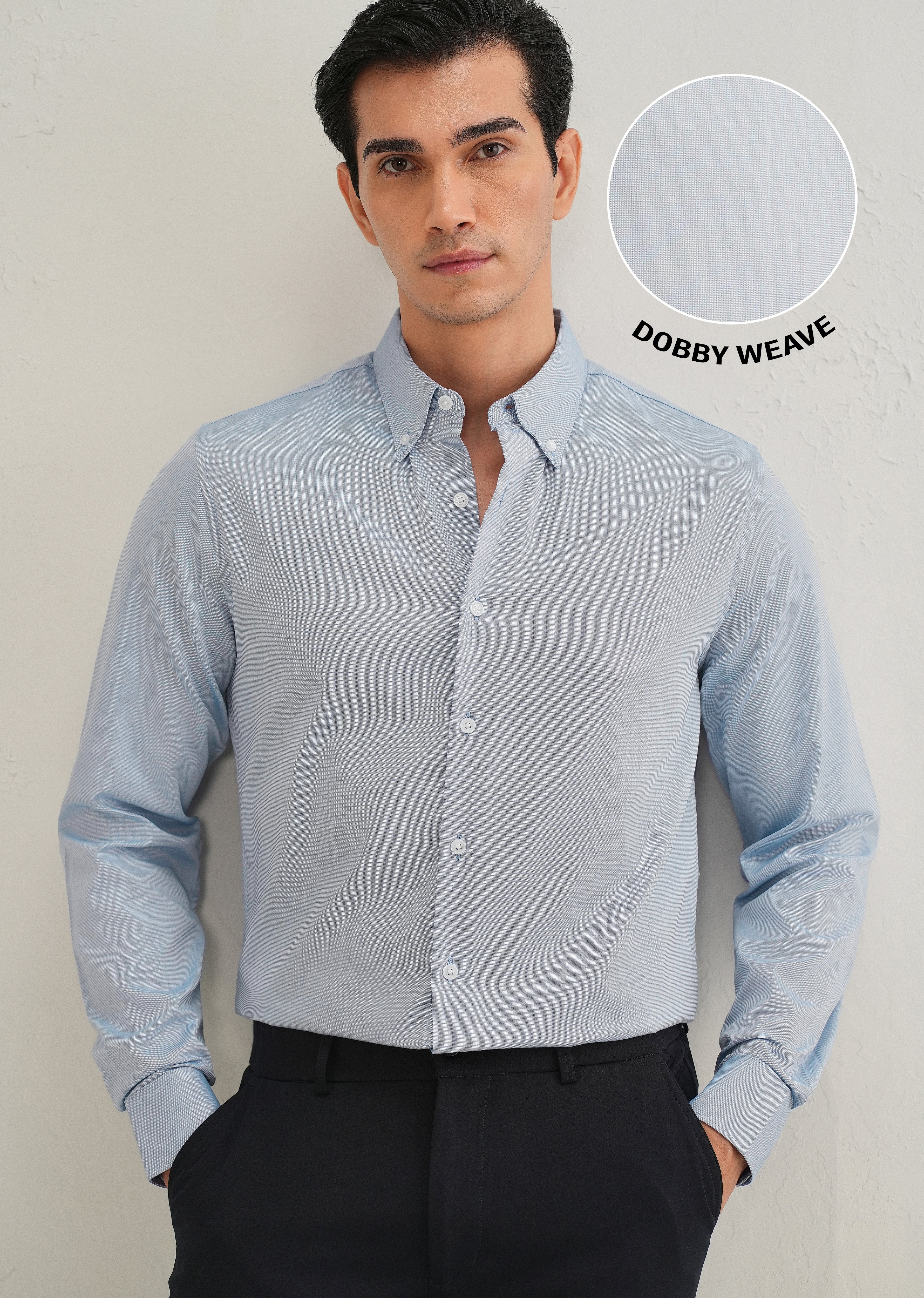 Blue Micro-Check Cotton Shirt - Image 7
