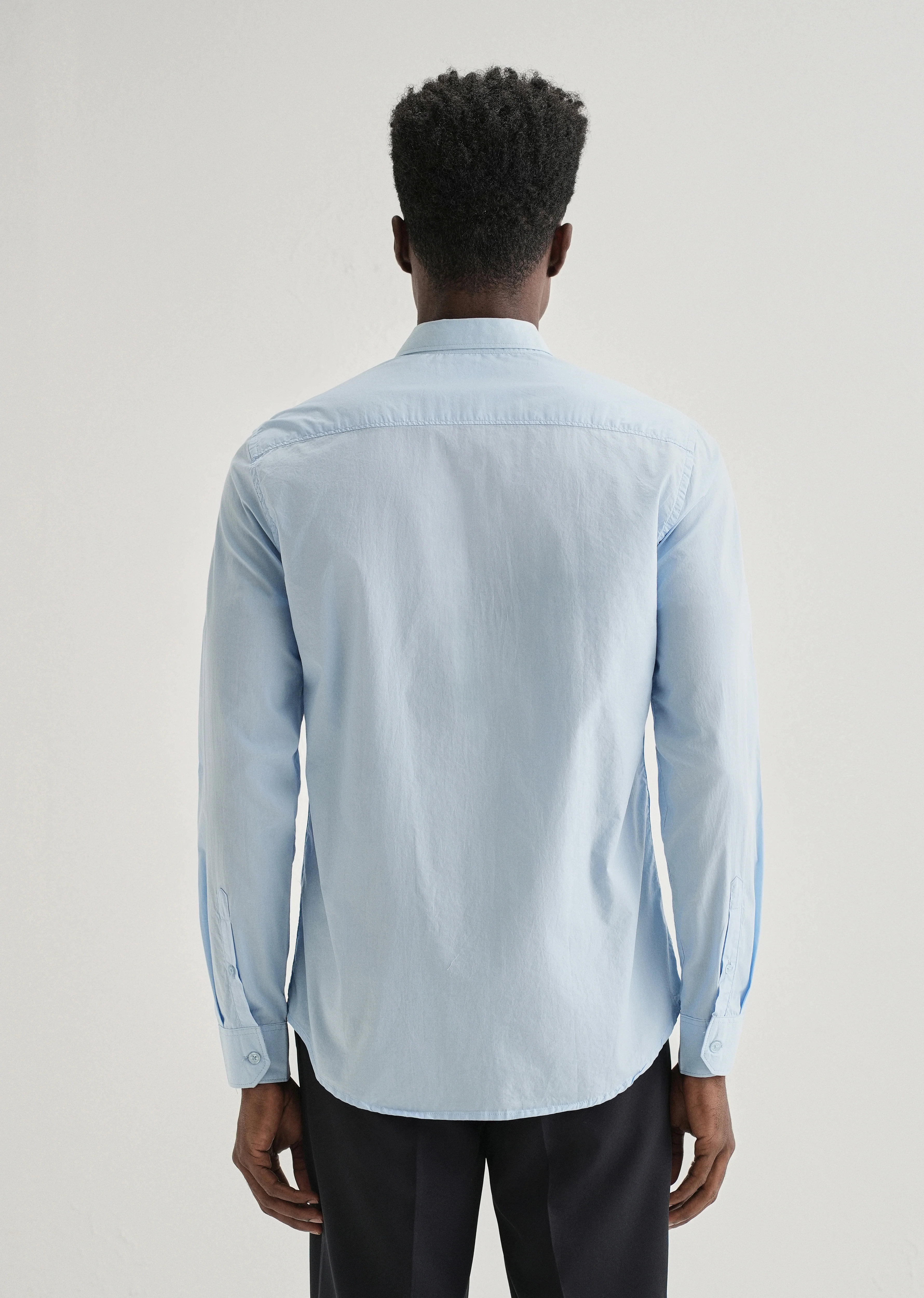 Blue Plain Cotton Shirt - Image 2