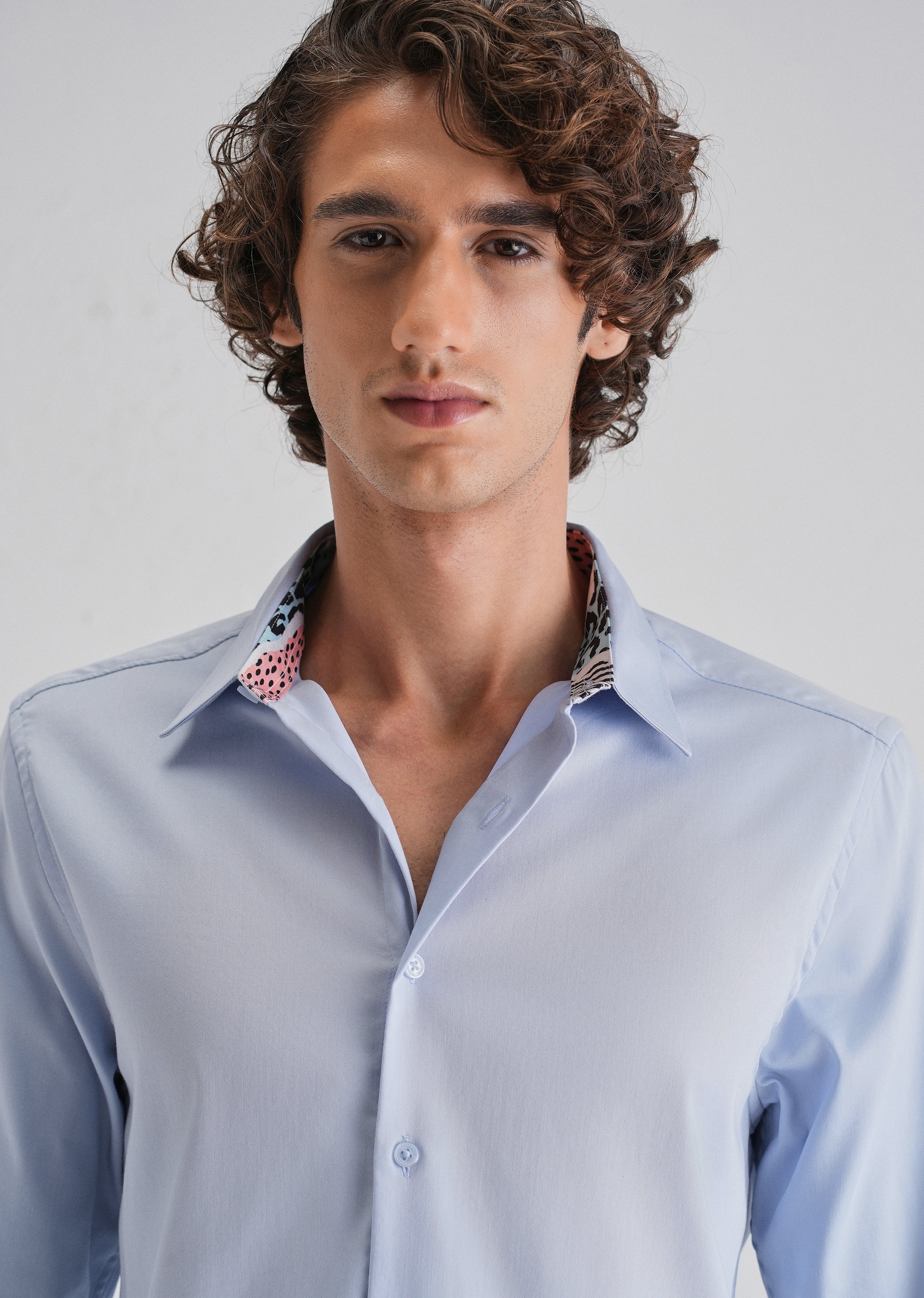 Blue Printed Cuff Shirt - Image 5