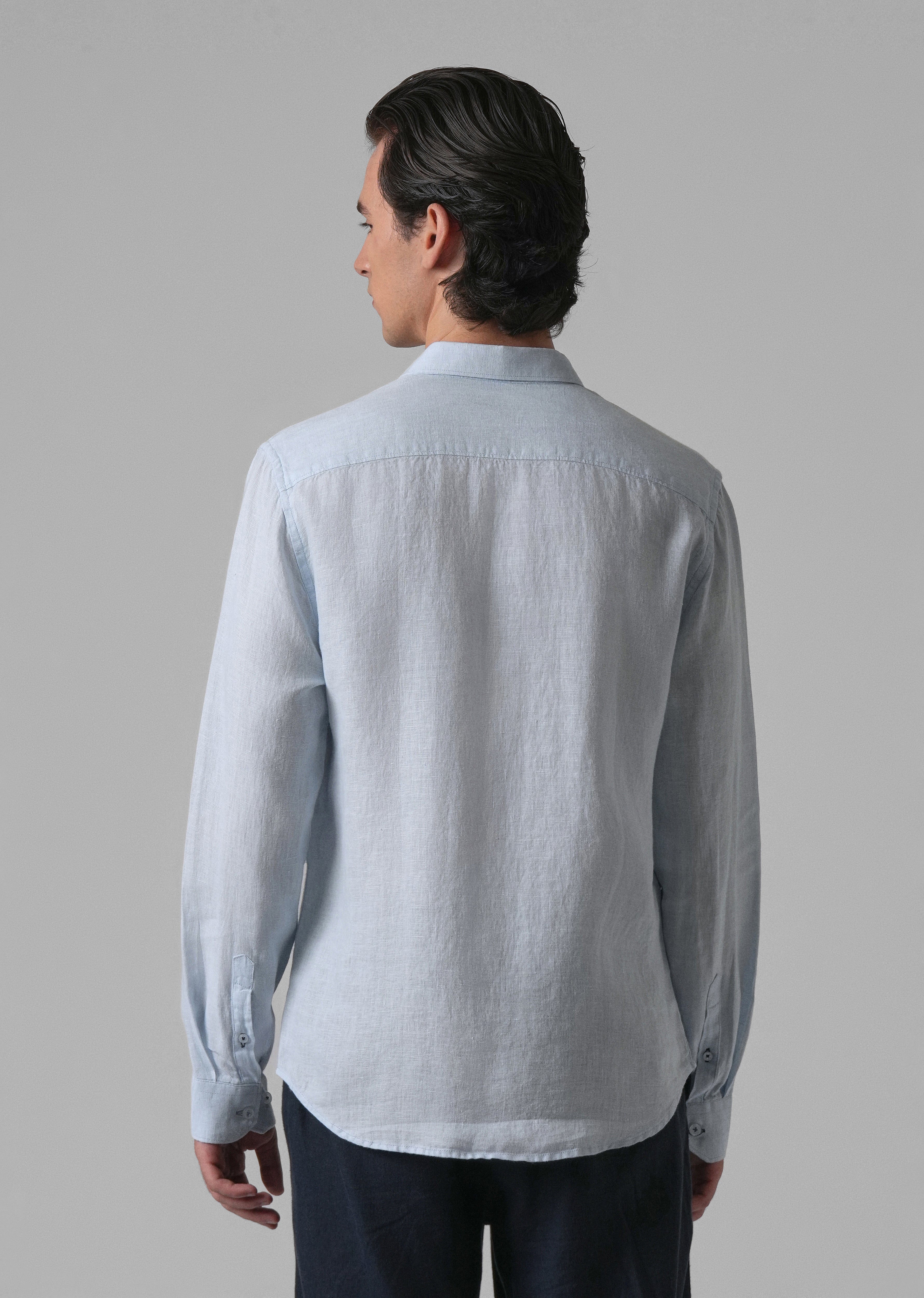 Blue Pure Linen Shirt - Image 2