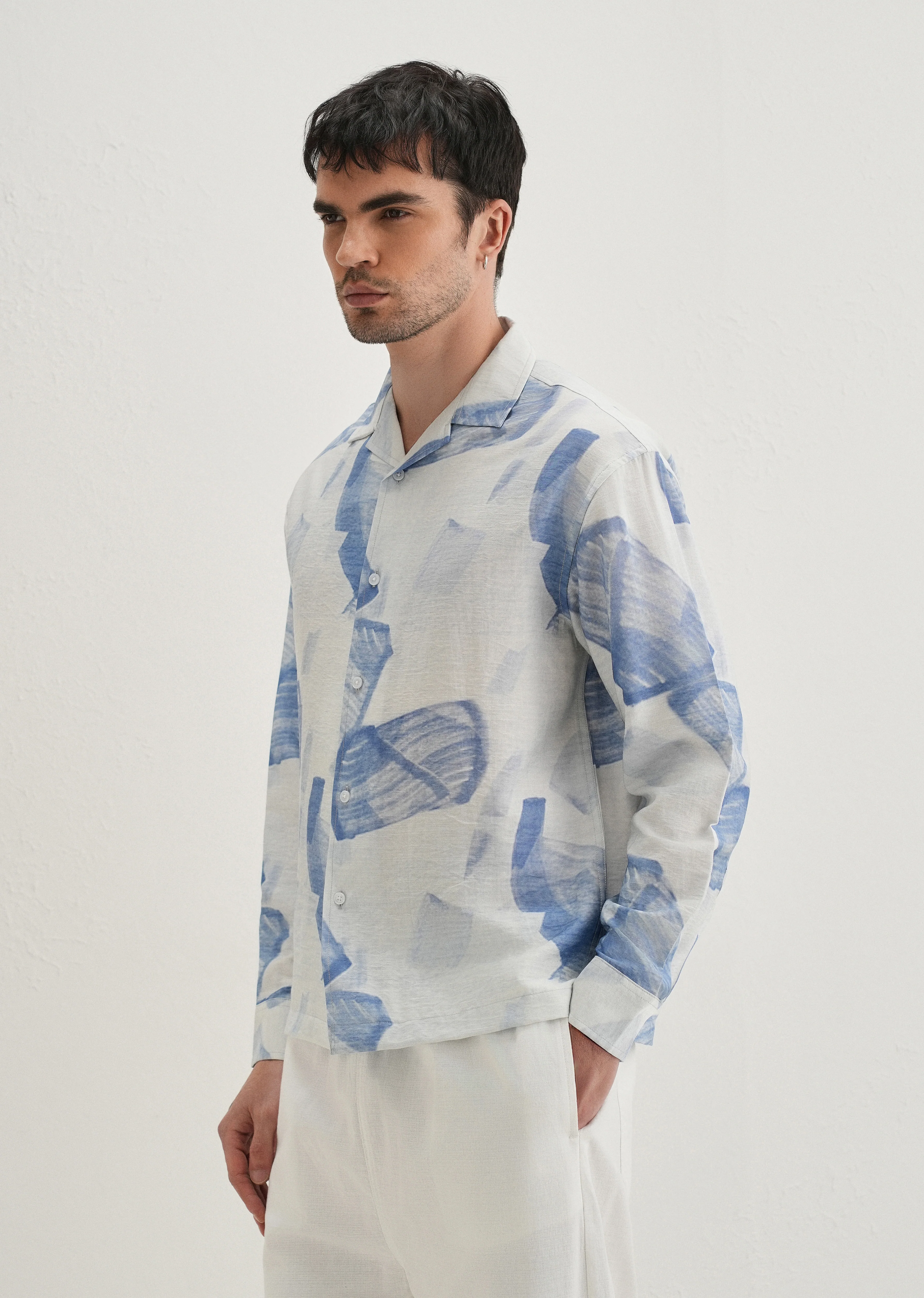 Blue Riviera Wash Printed Shirt - Image 4