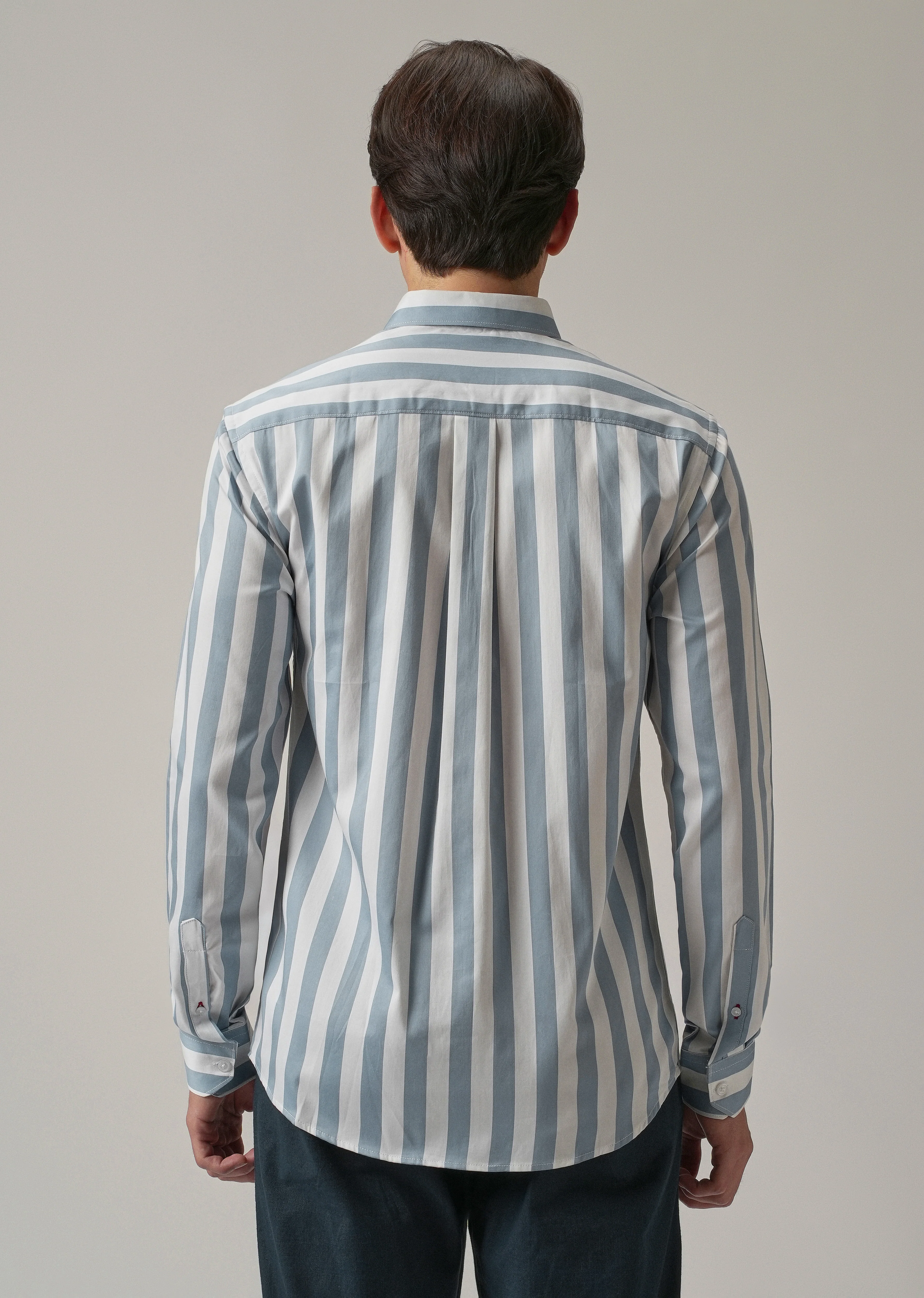 Blue Satin Striped Shirt - Image 2