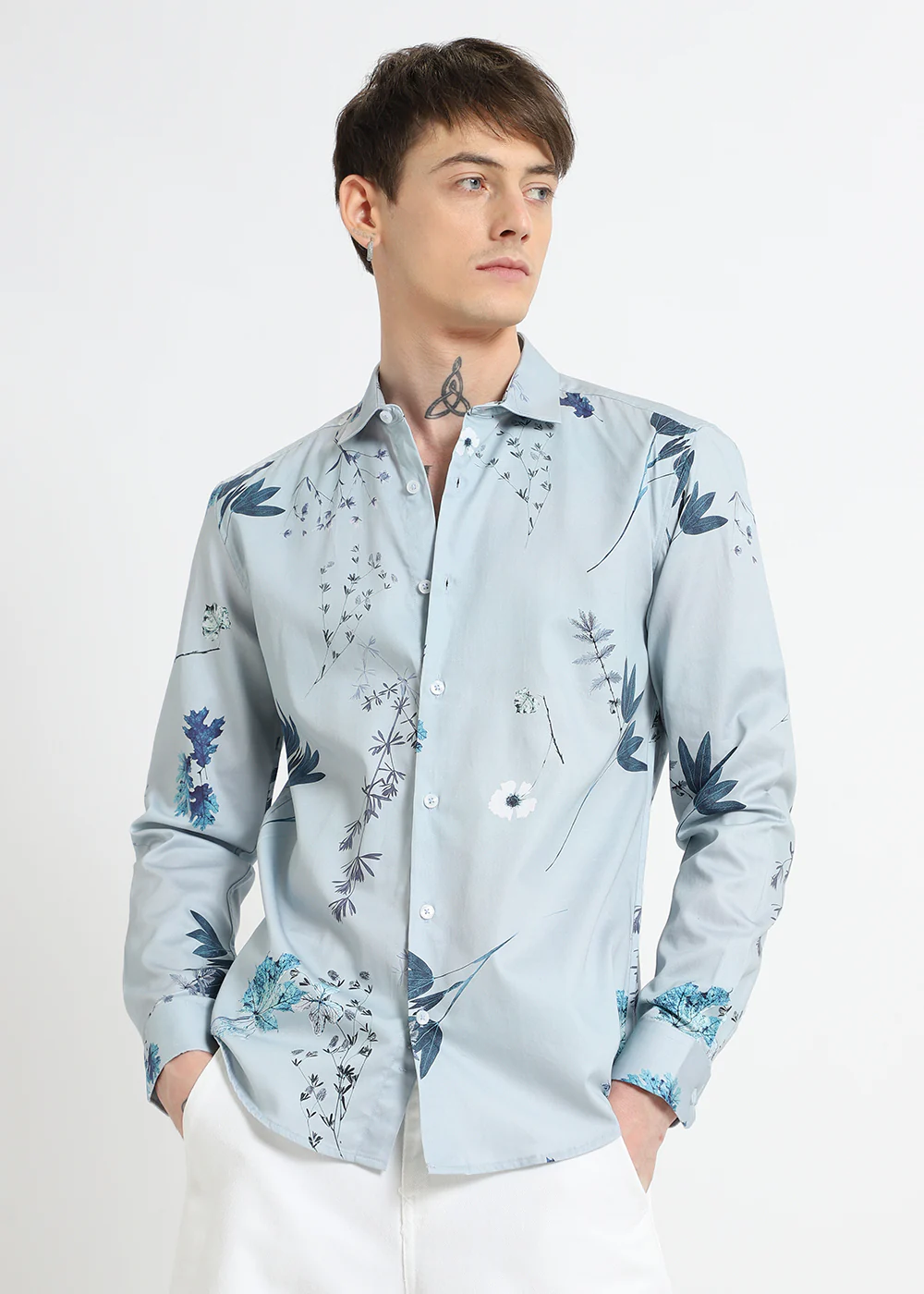 Blue Tropical Printed shirt - Image 4