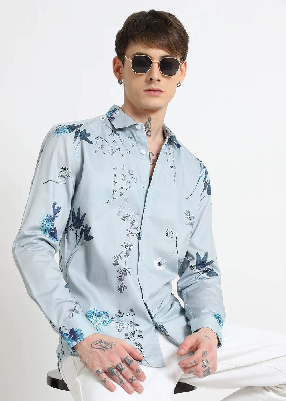 Blue Tropical Printed shirt - Image 7