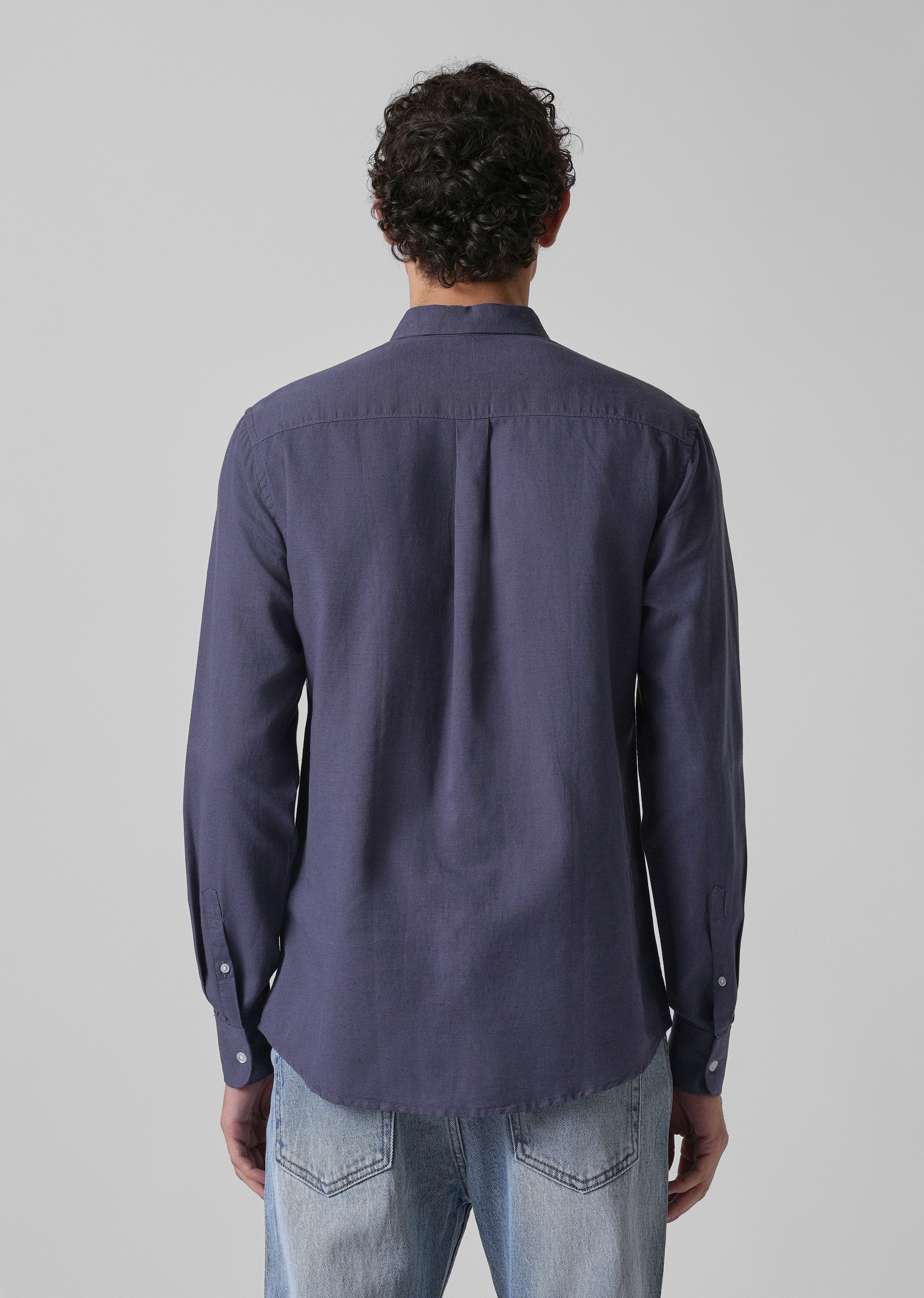 Blue Violet Cotton Linen Shirt - Image 2