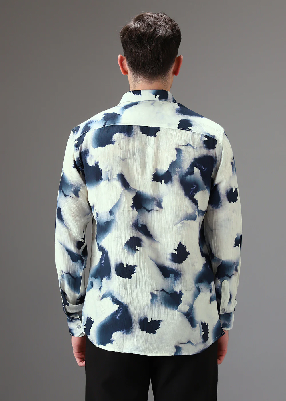 Blue Wash Crushed Printed Shirt - Image 4
