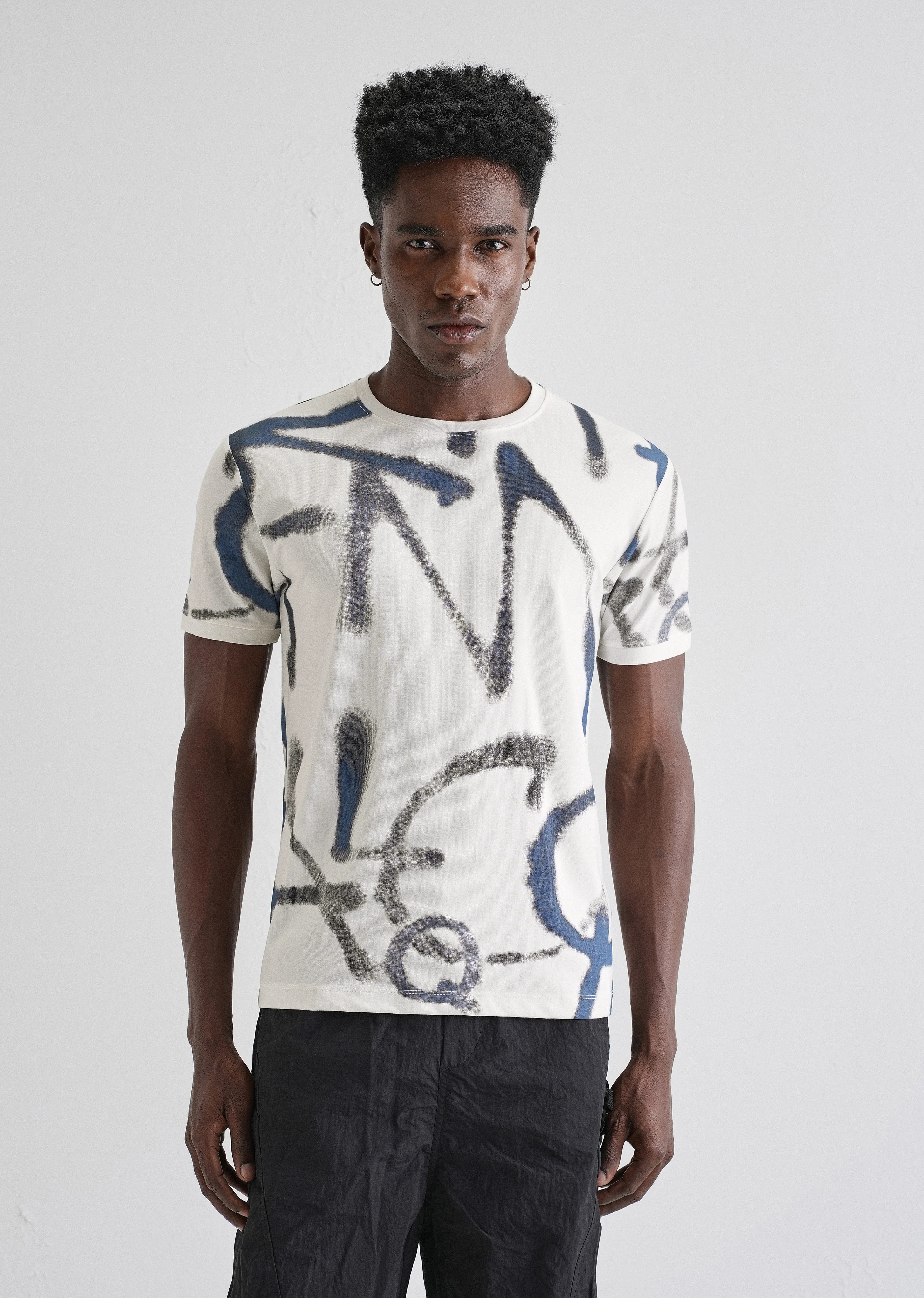 Blue White Printed T-Shirt - Image 3