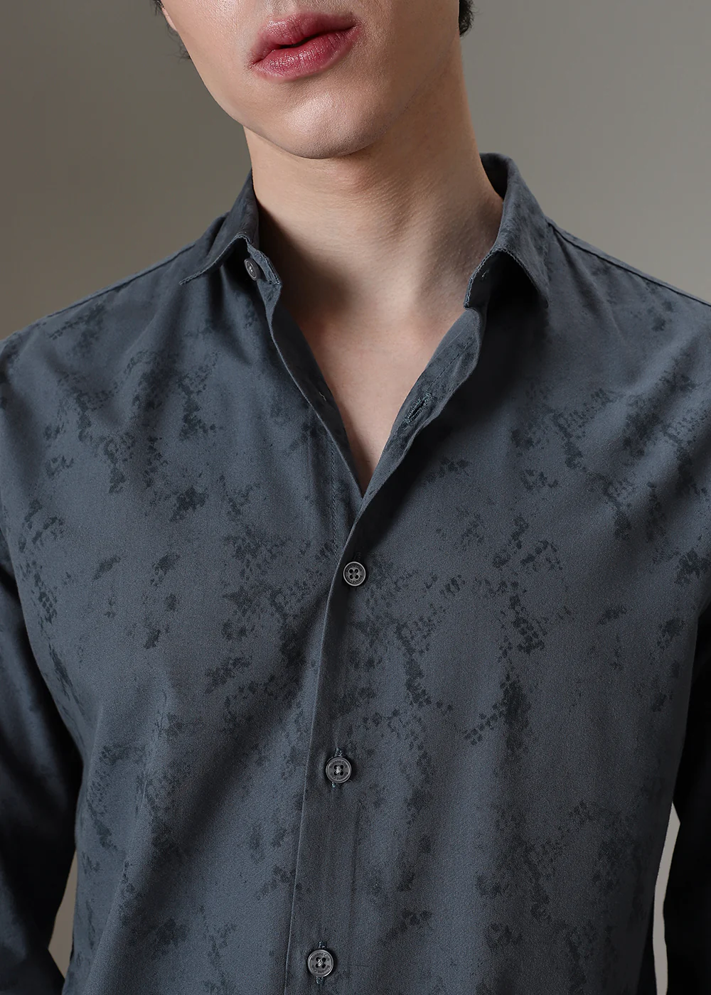 Bluish Grey Abstract Printed Shirt - Image 2