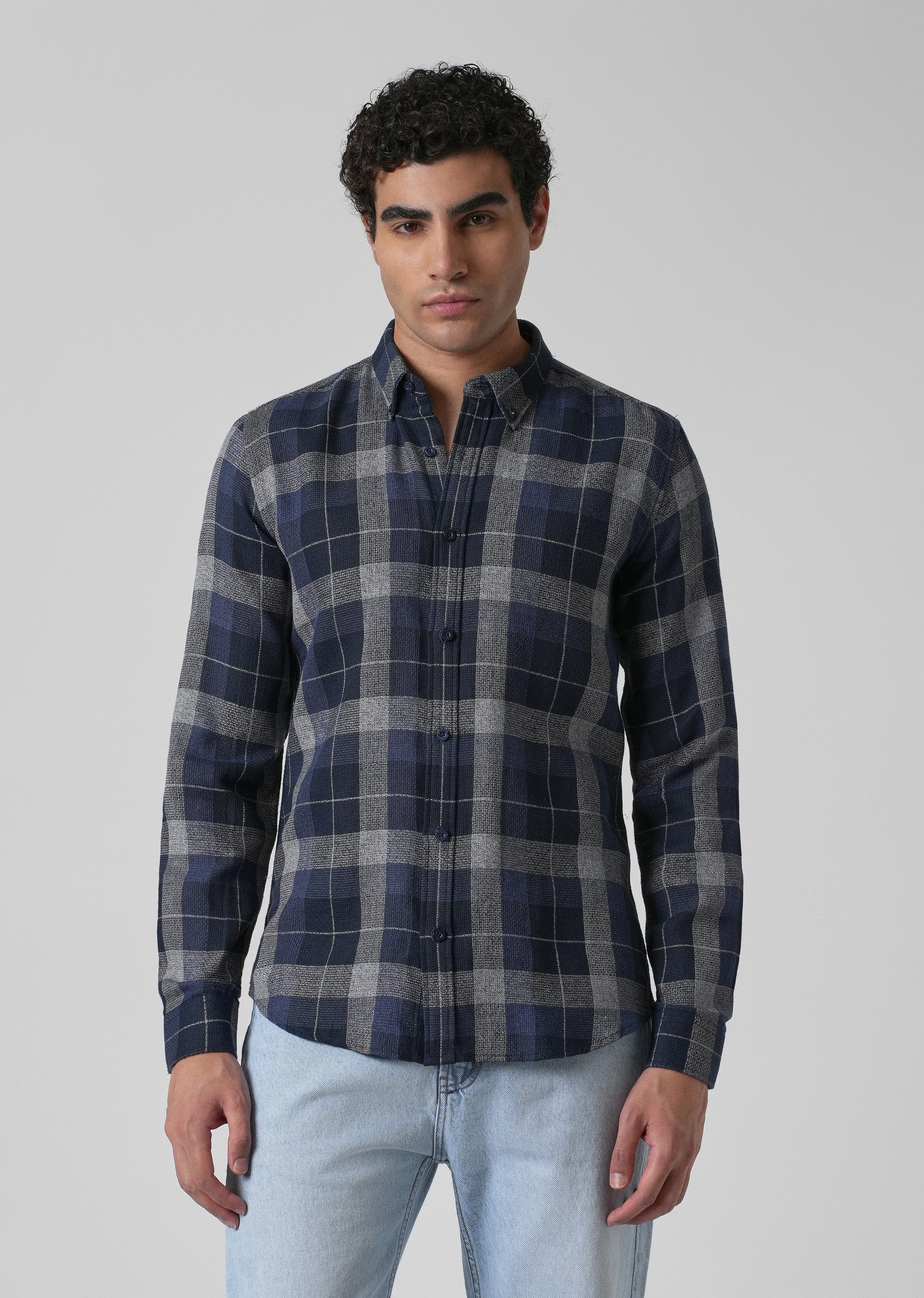 Melange Boldsquare Blue Check Shirt - Image 3