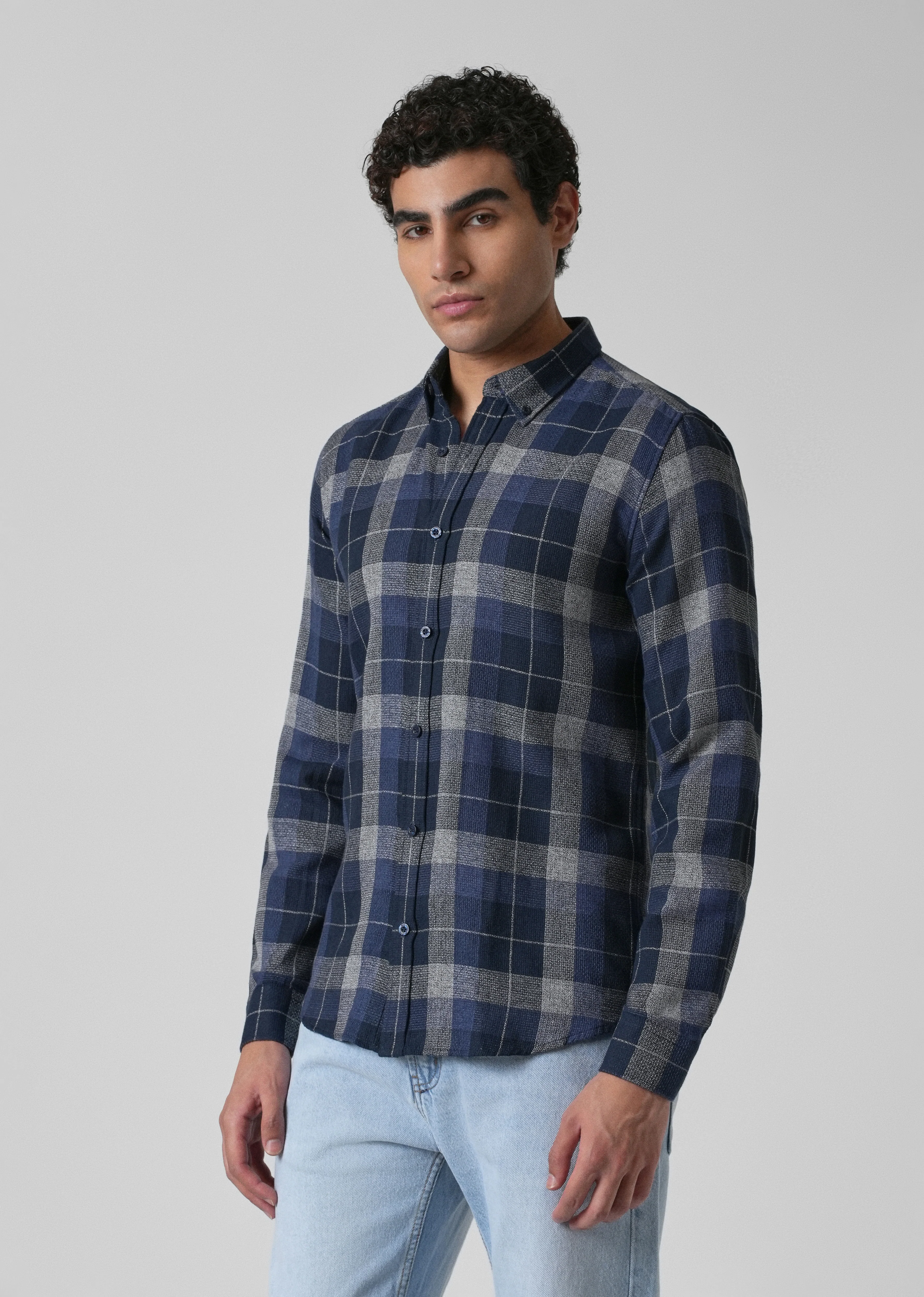 Melange Boldsquare Blue Check Shirt - Image 4
