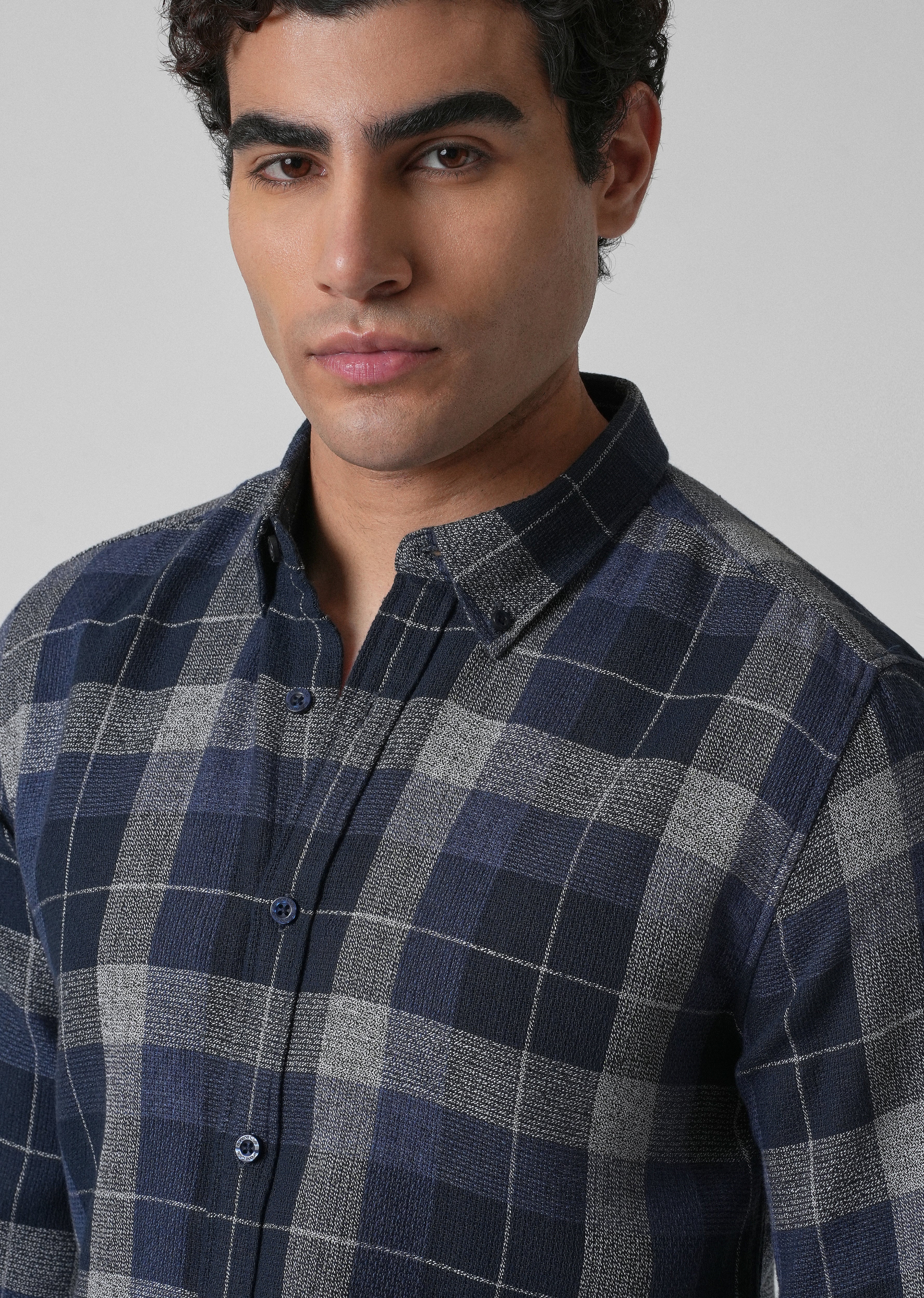 Melange Boldsquare Blue Check Shirt - Image 5