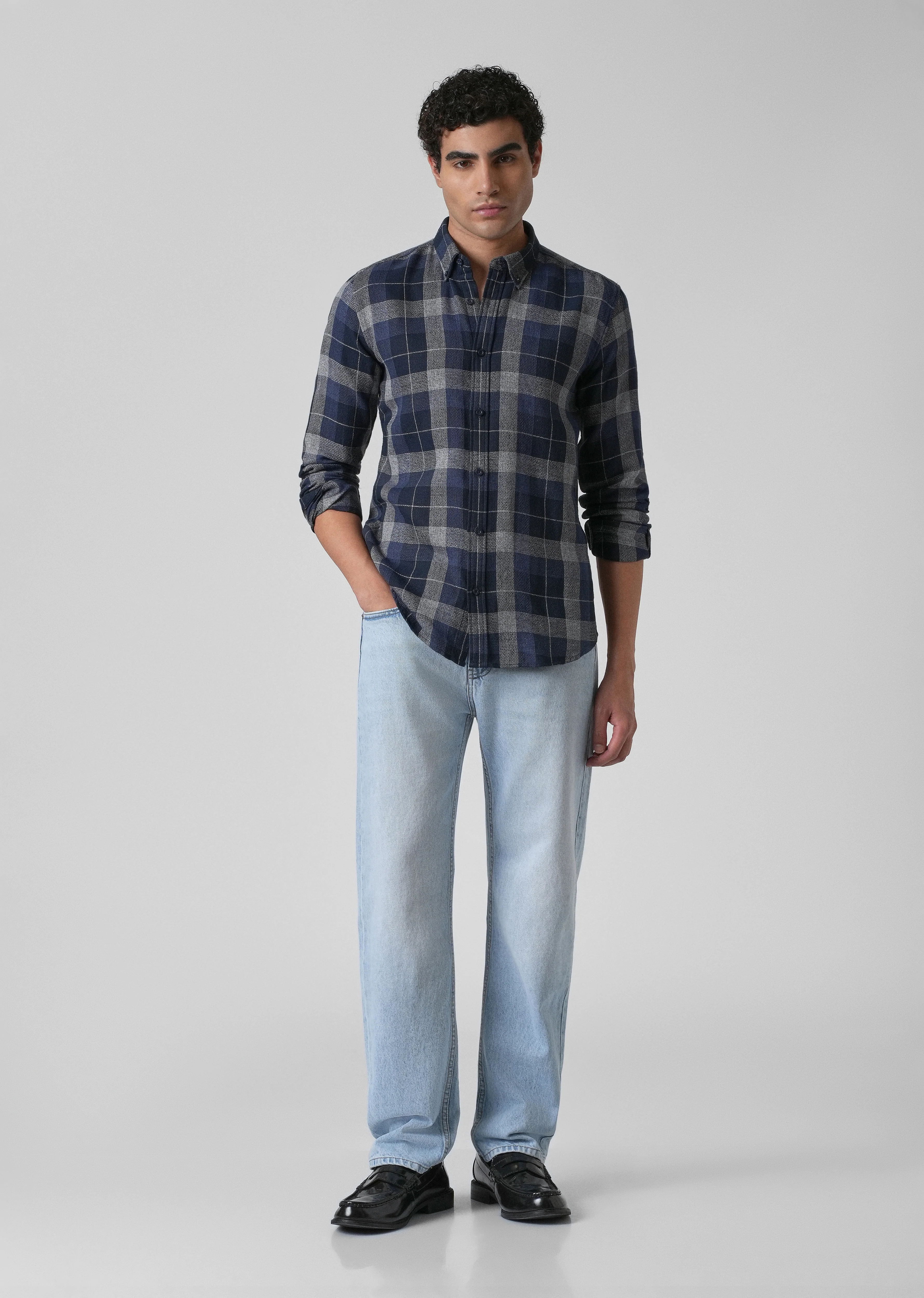 Melange Boldsquare Blue Check Shirt - Image 6
