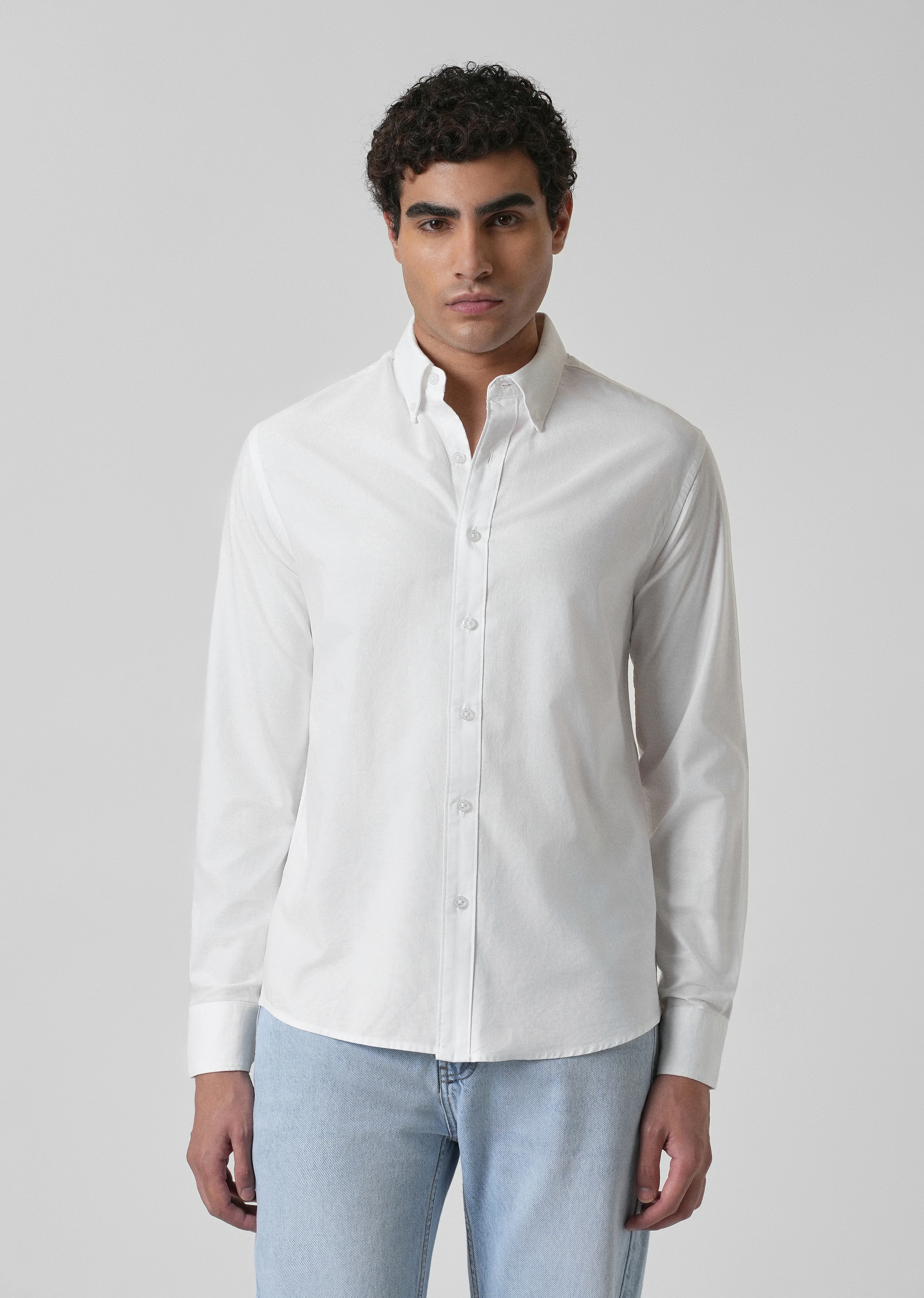 Breeze White Plain Oxford Shirt - Image 3