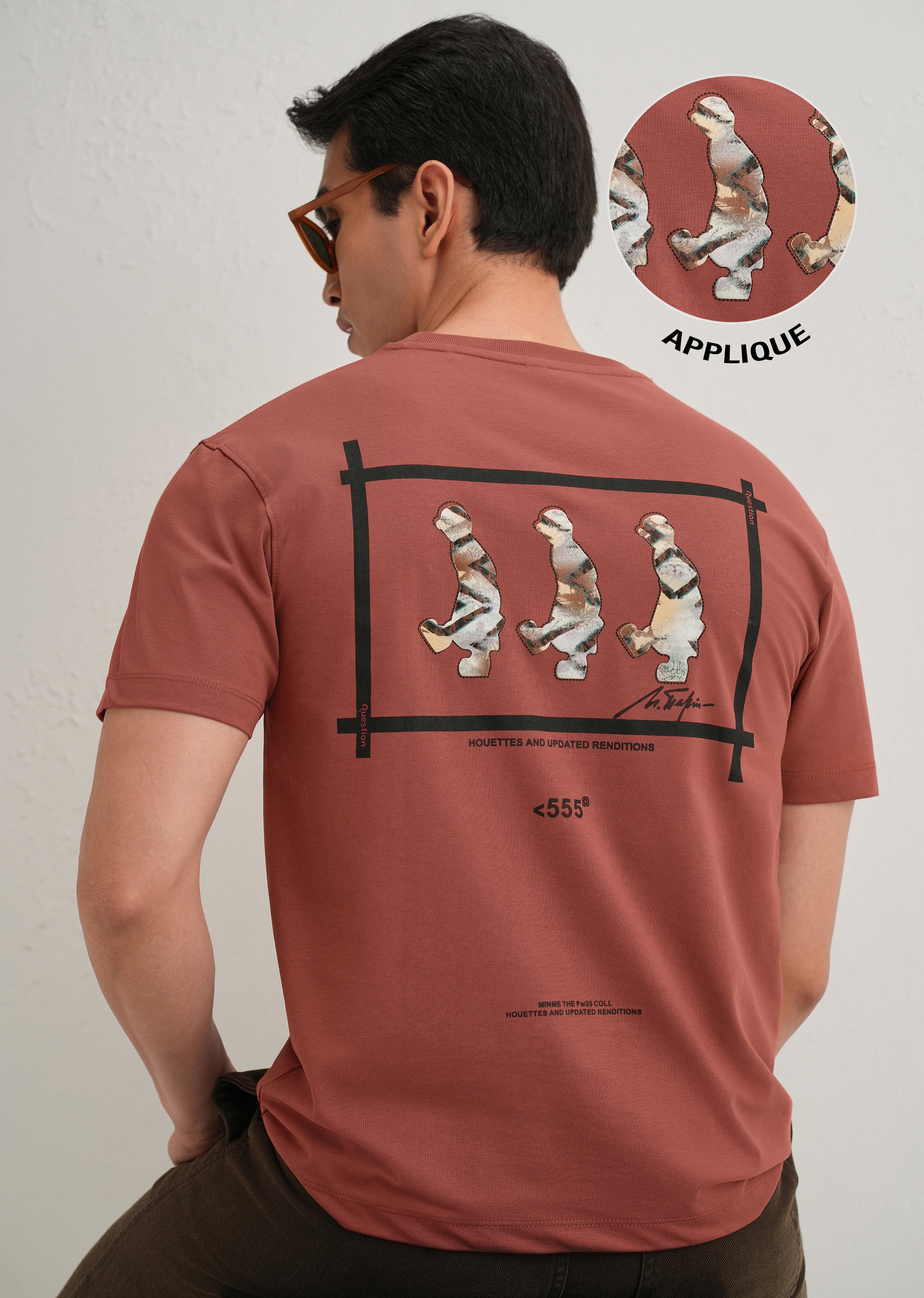 Brick Red Artistic Silhouette Back Print T- Shirt - Image 8