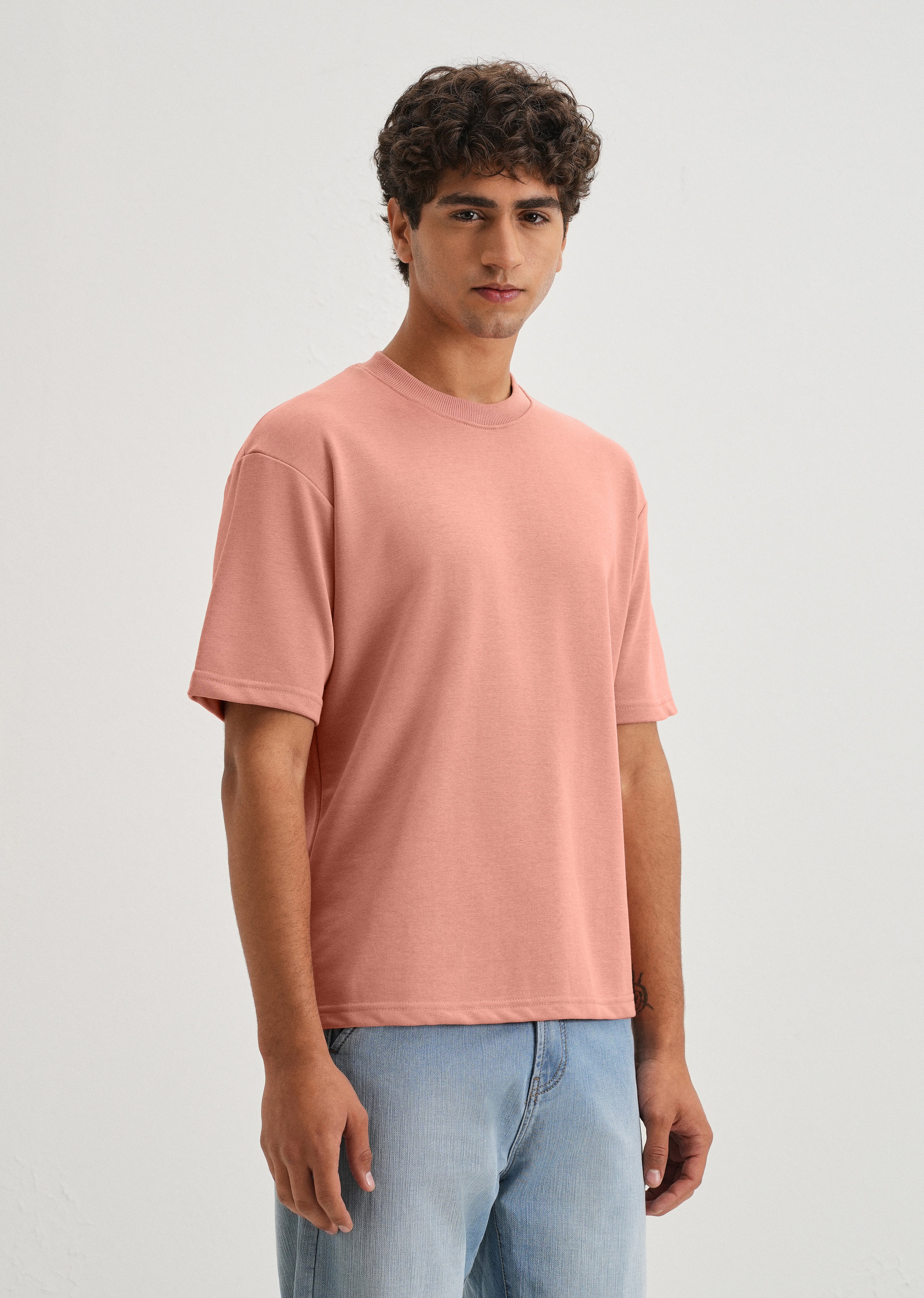 Brio Pink Plain Oversized Basic T-shirt - Image 4