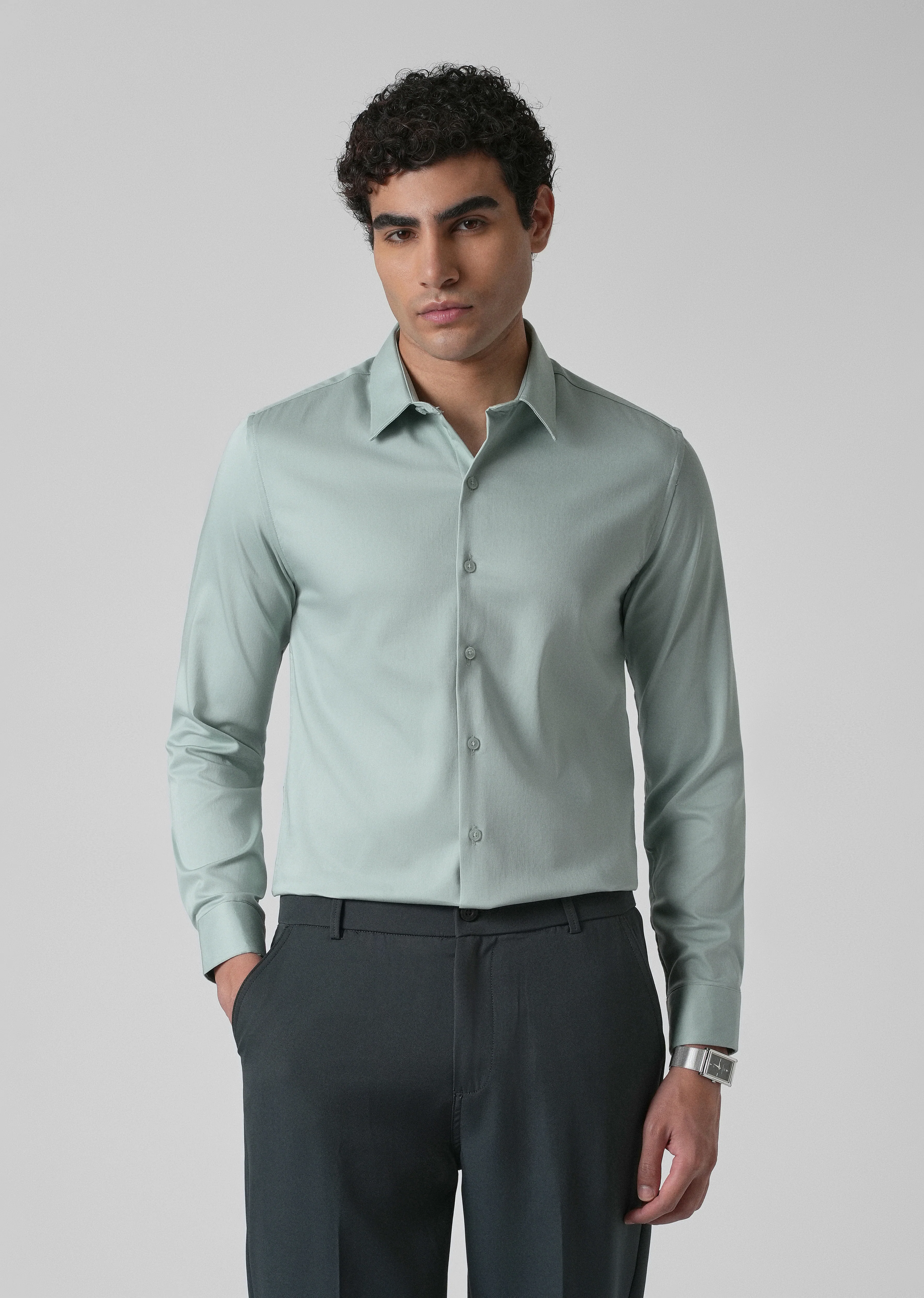 Brook Green Plain Satin Shirt - Image 3