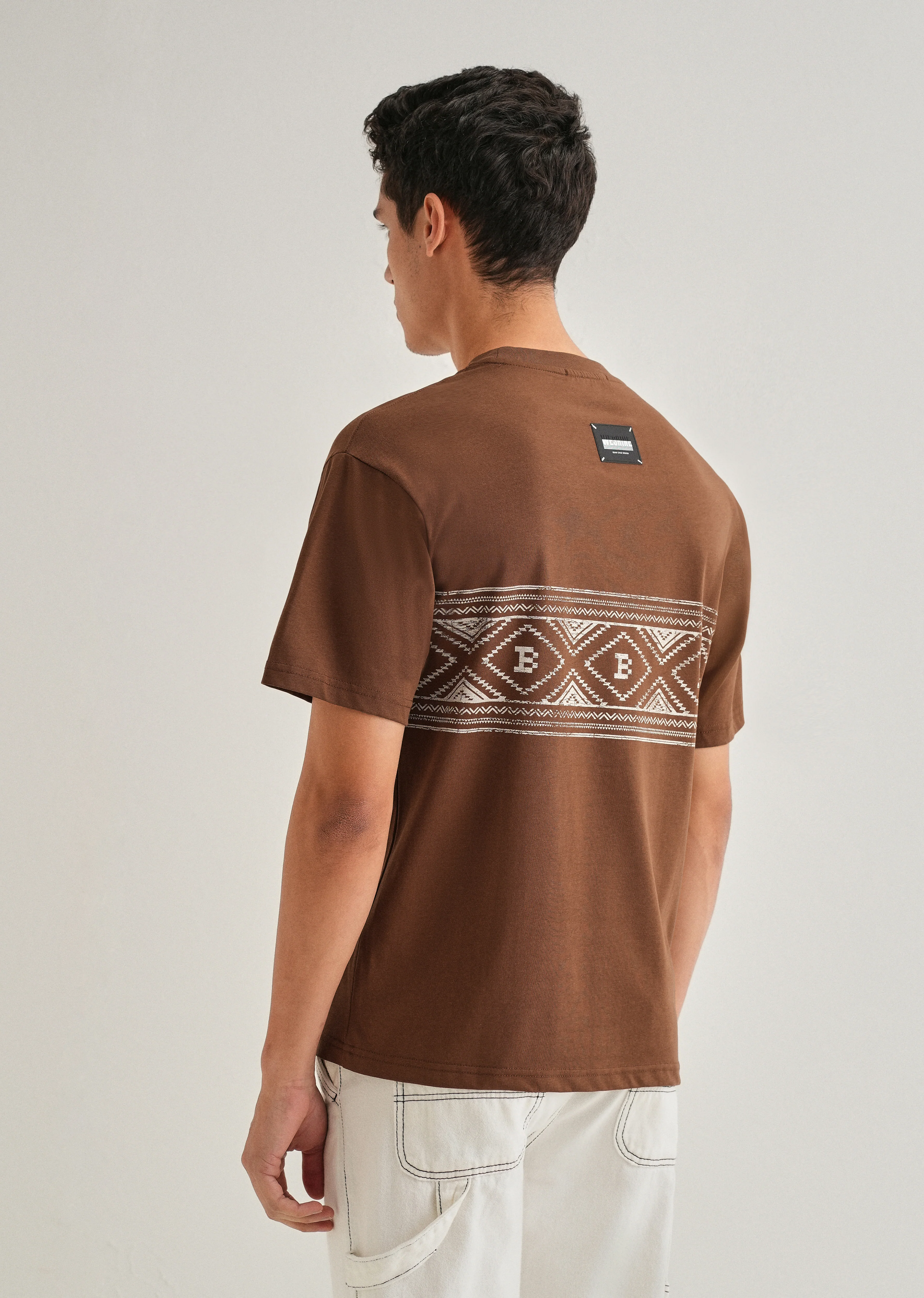 Brown Aztec Printed Oversized T-shirt - Image 2