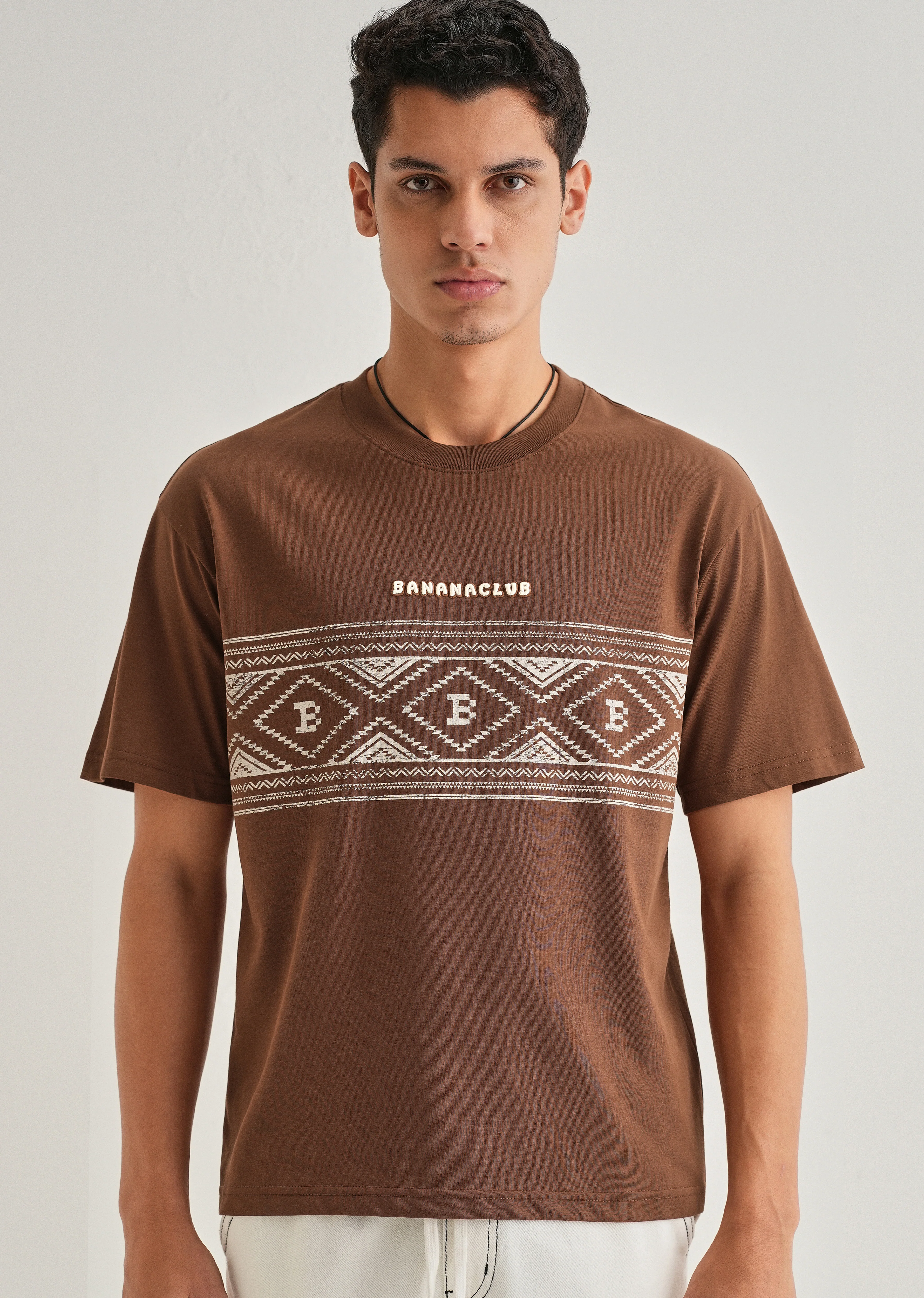 Brown Aztec Printed Oversized T-shirt - Image 7