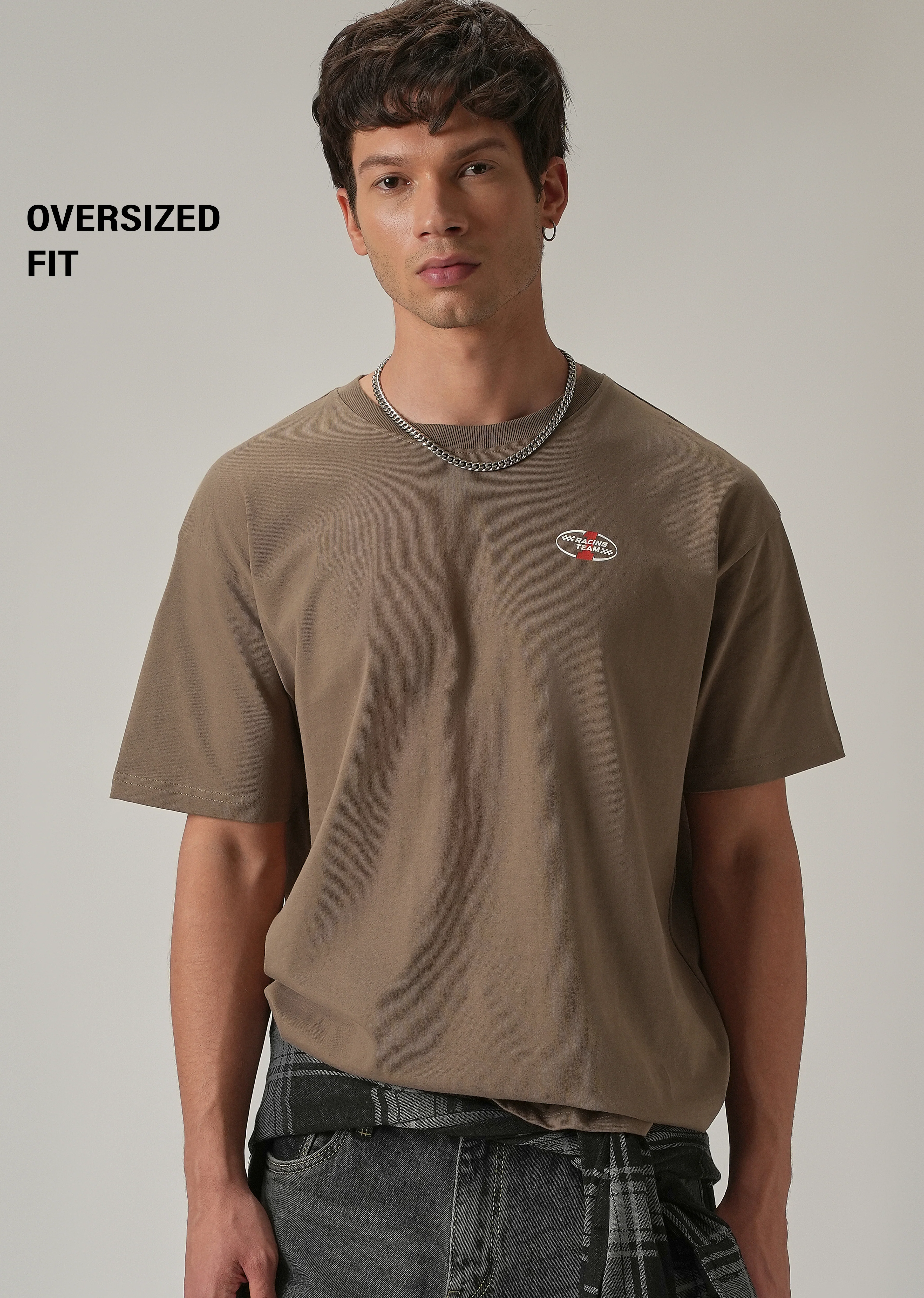 Brown Back Print Oversized T-shirt - Image 7