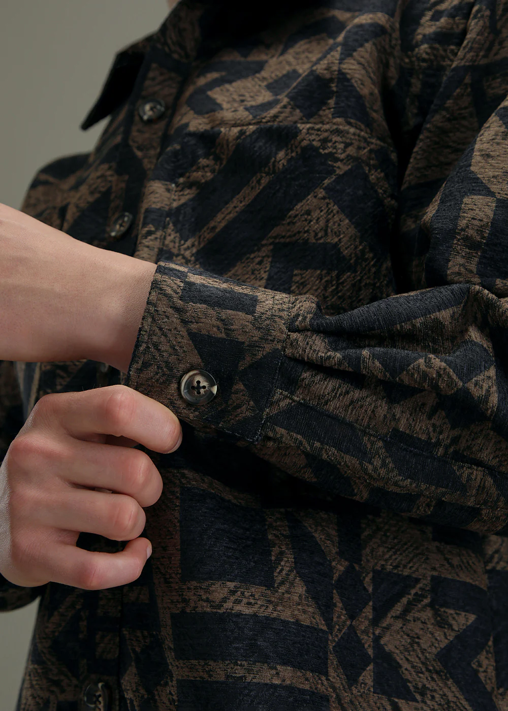 Brown Black Regular Fit Shacket - Image 2