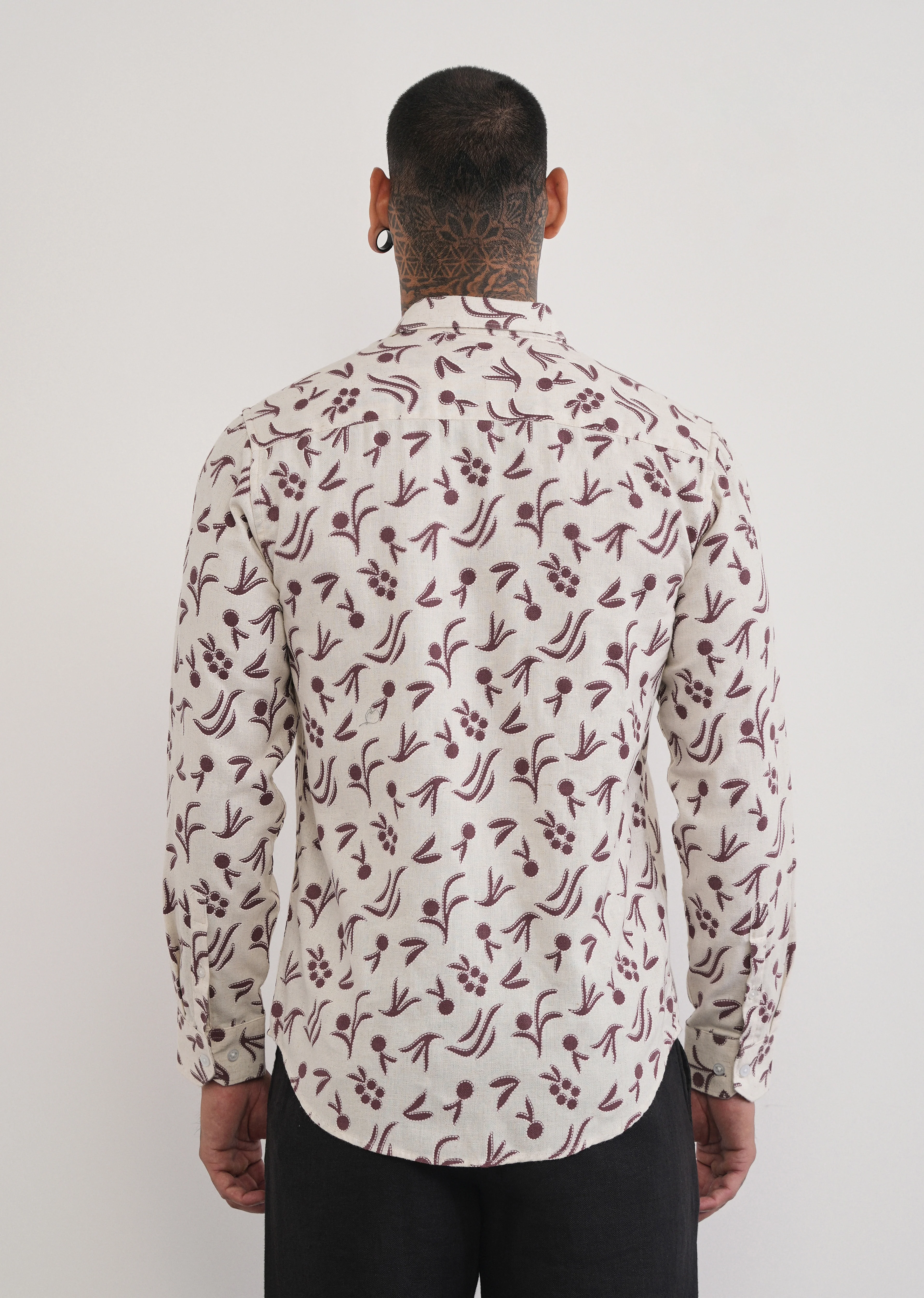 Brown Blended Linen Printed Shirt - Image 2