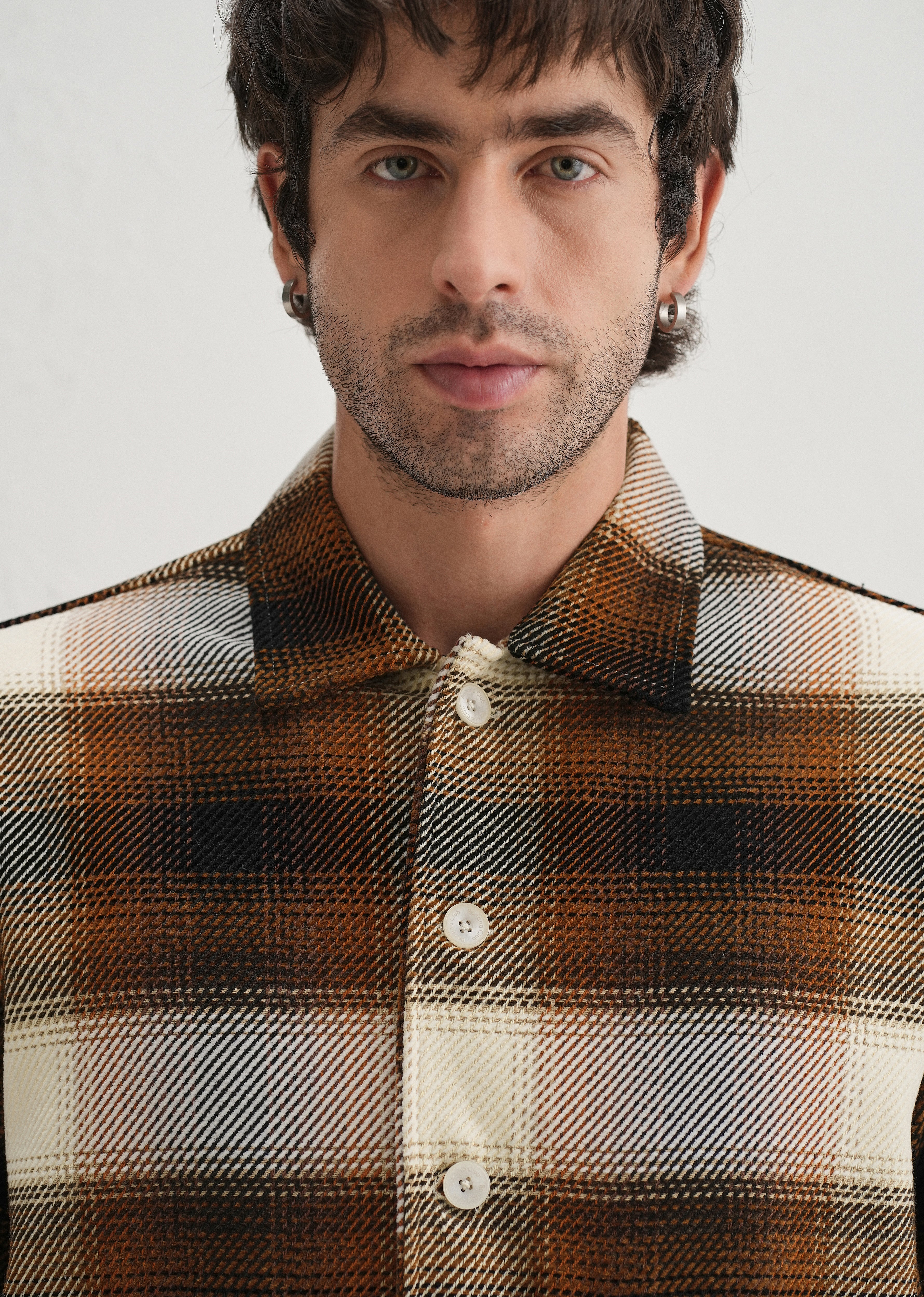 Brown Brushed Check Utility Shacket - Image 7