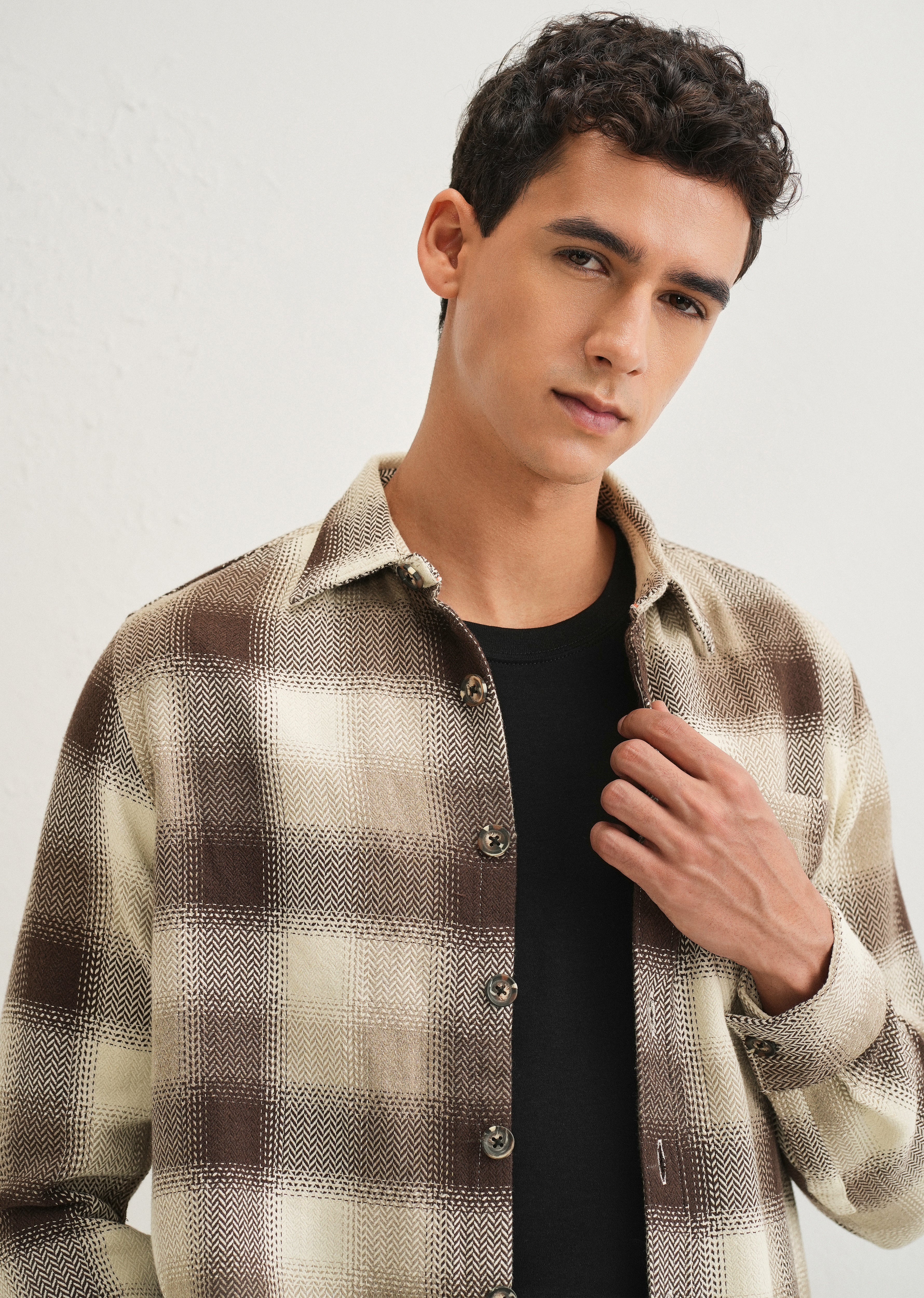 Brown Checked Overshirt - Image 5