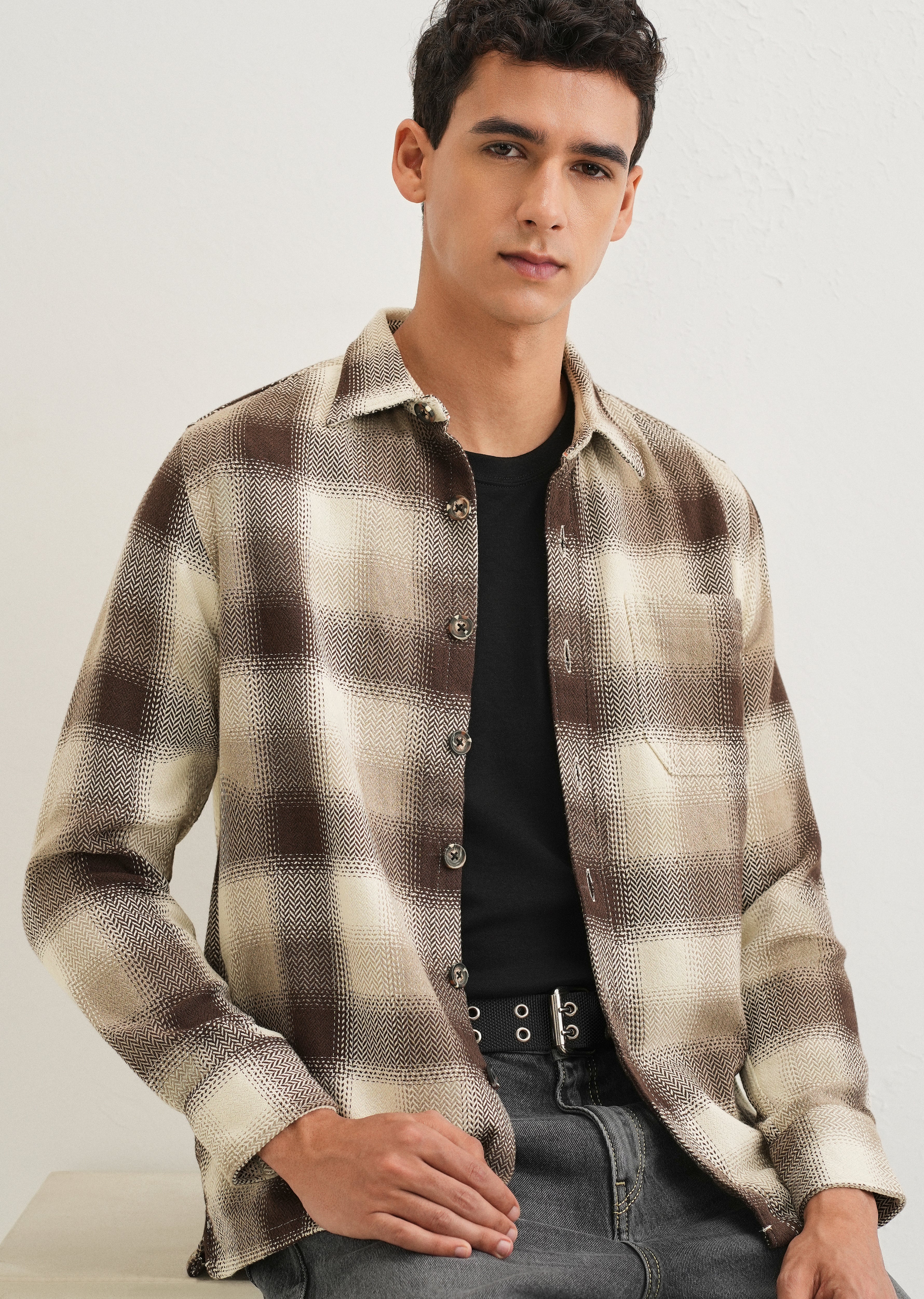 Brown Checked Overshirt - Image 6