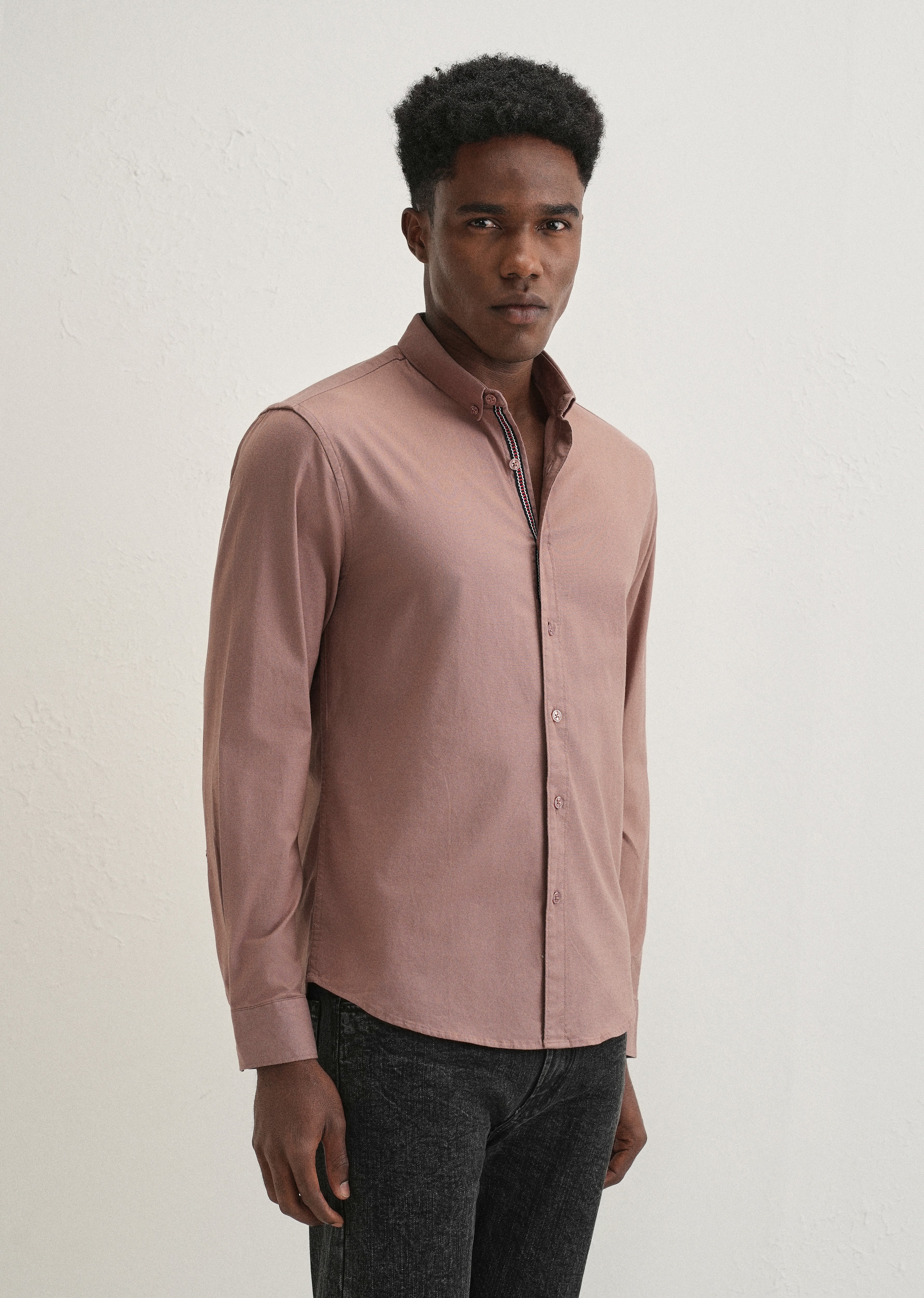 Brown Contrast Placket Shirt - Image 5
