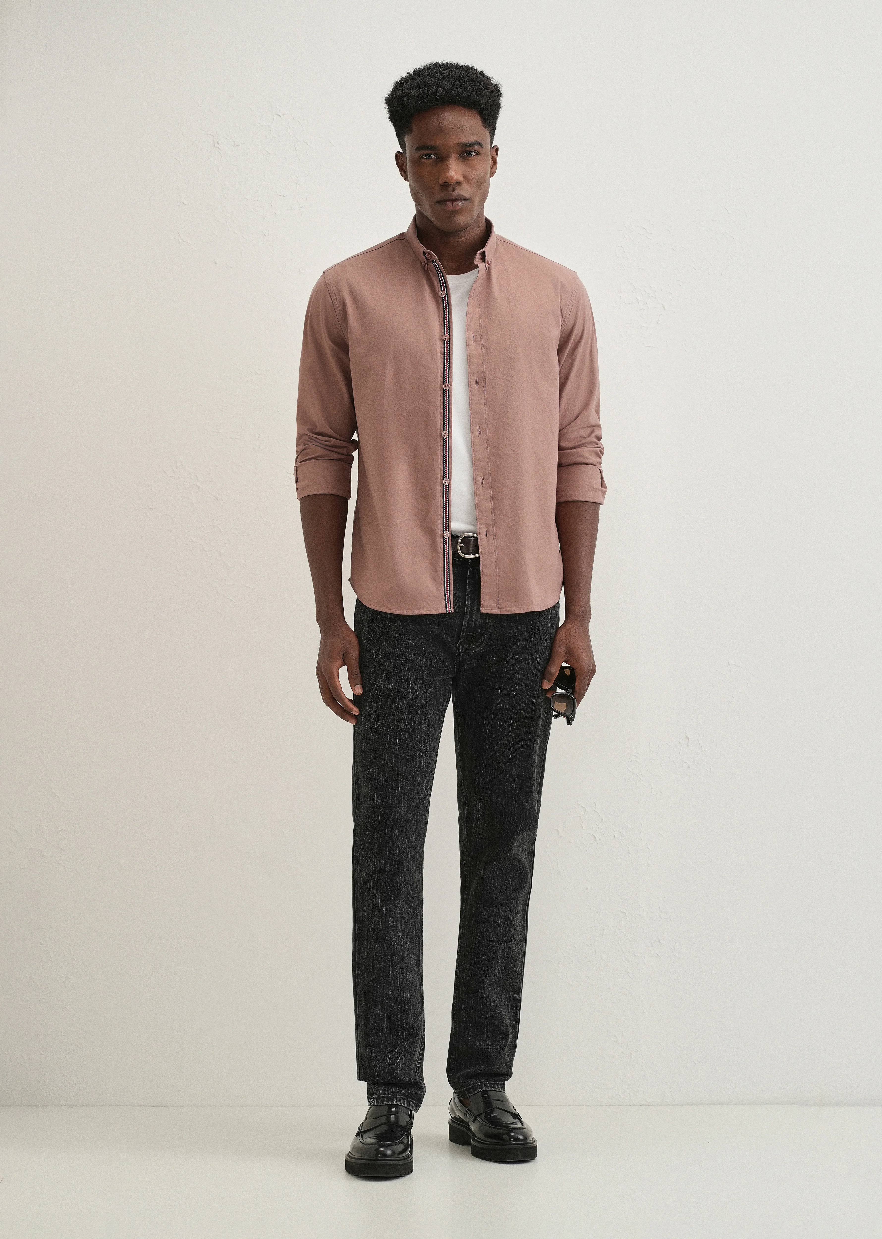 Brown Contrast Placket Shirt - Image 7