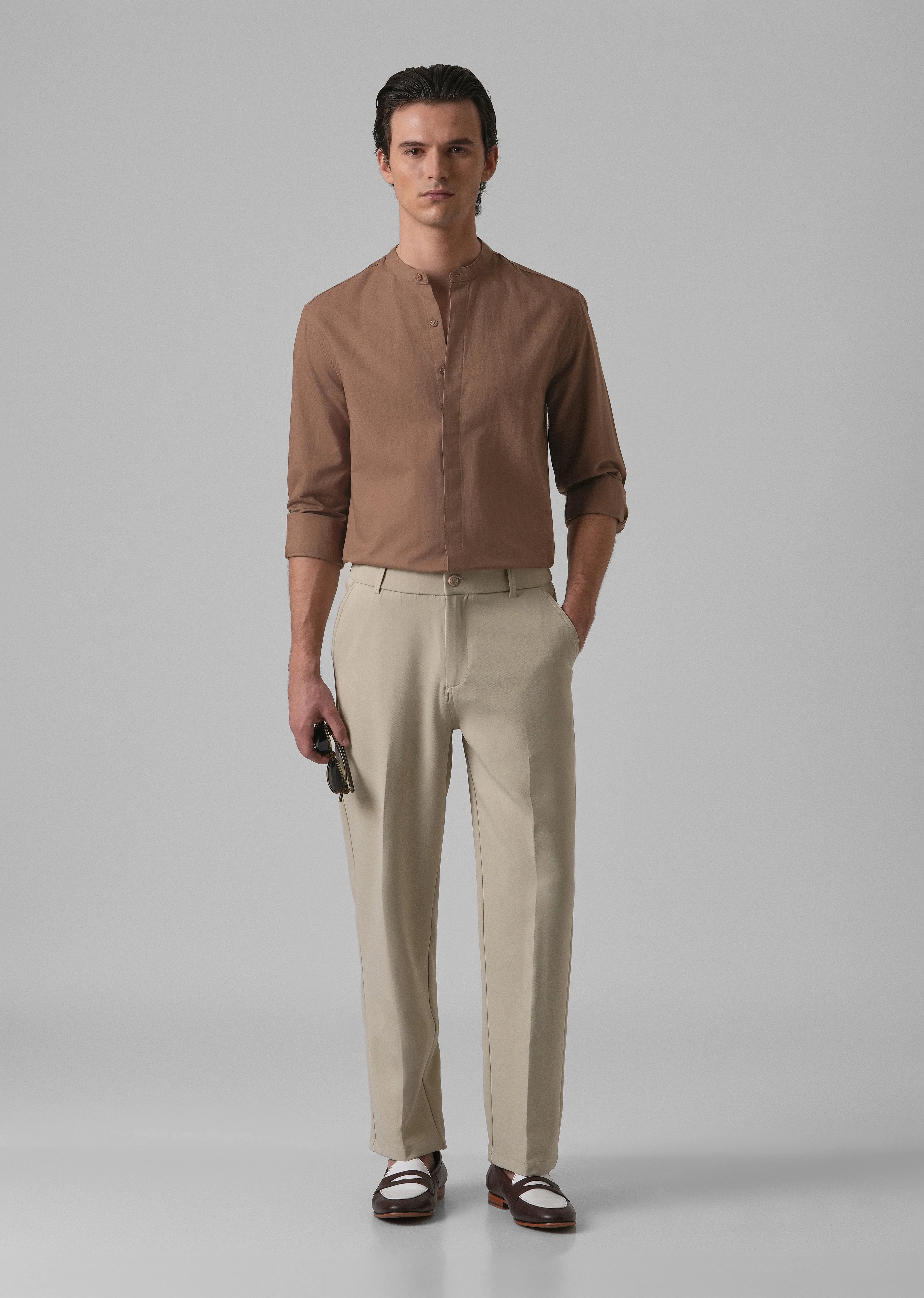 Brown Cotton Linen Shirt - Image 6