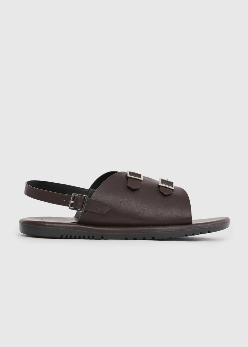 Brown Double Buckle Backstrap Sandals - Image 4