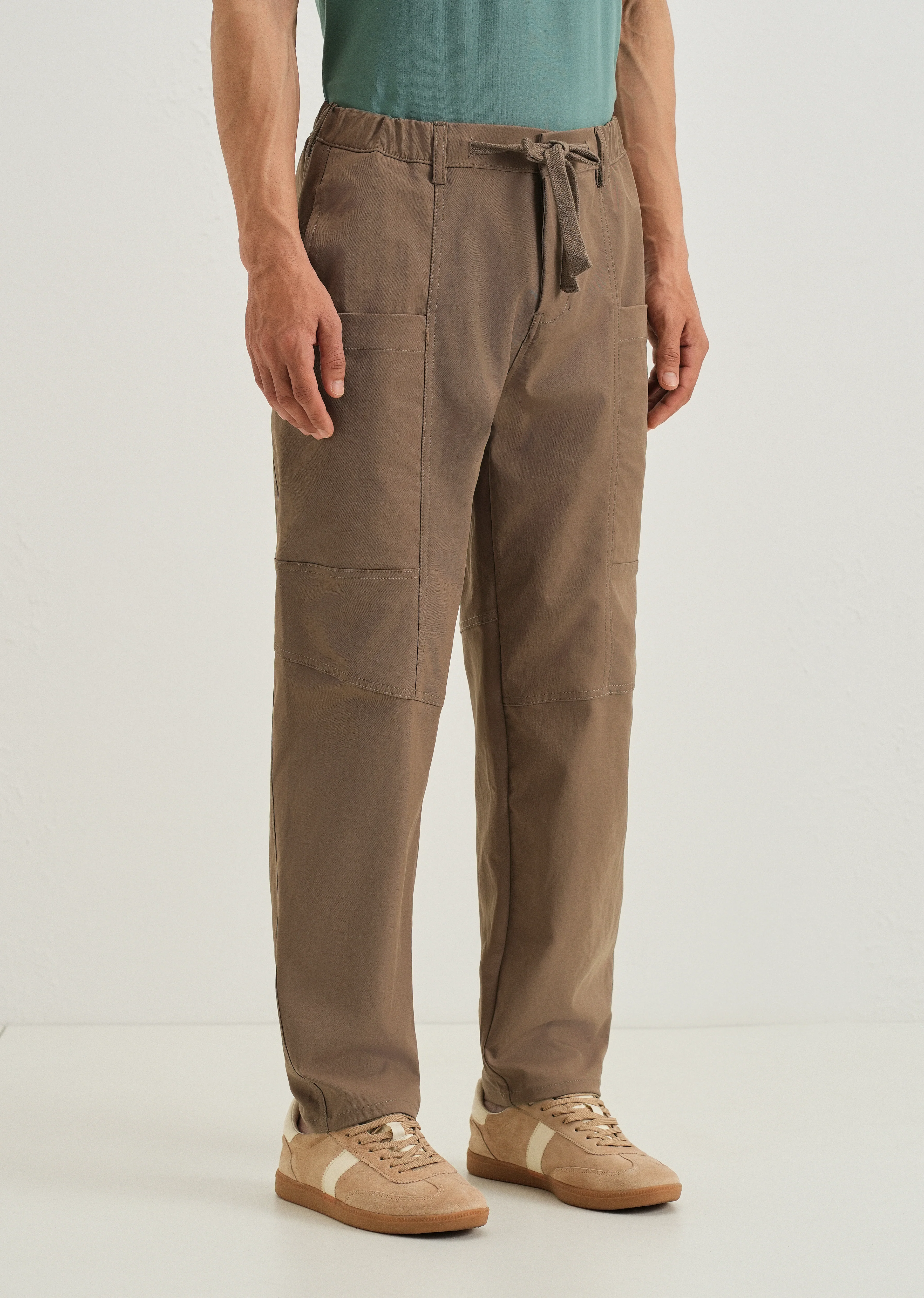 Brown Drawstring Panel Cargo Pant - Image 4